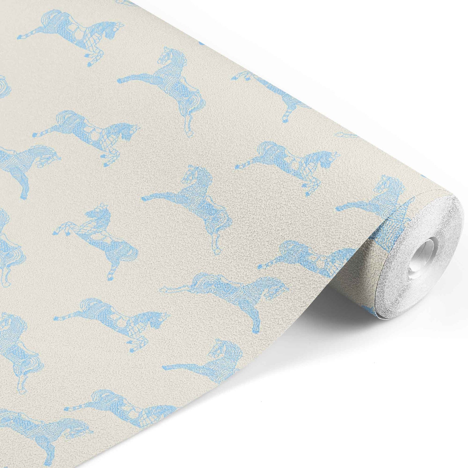 baby-blue_wallpaper with horse pattern on a beige background