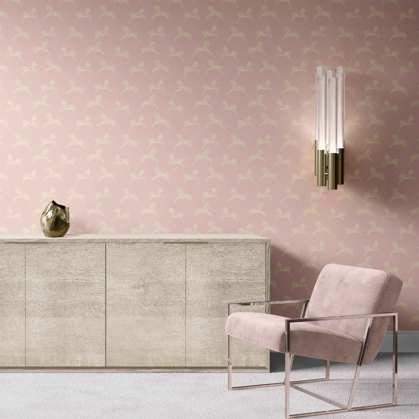 blush_wallpaper with horse pattern on a blush background