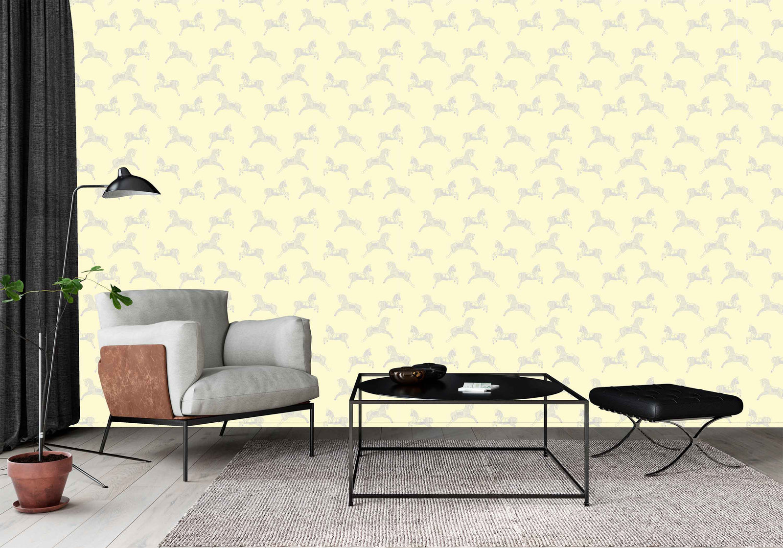 cream_wallpaper with horse pattern on a cream background