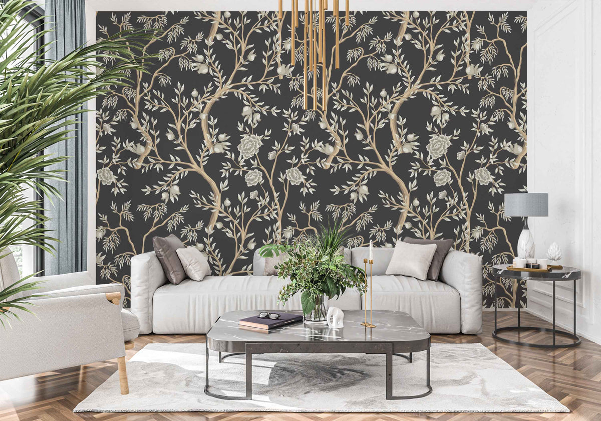 black_chinoiserie pattern with flowers and branches