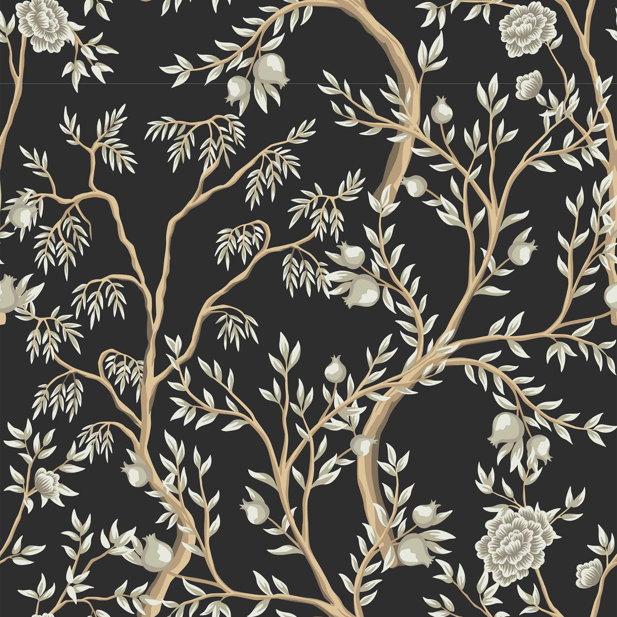 black_chinoiserie pattern with flowers and branches