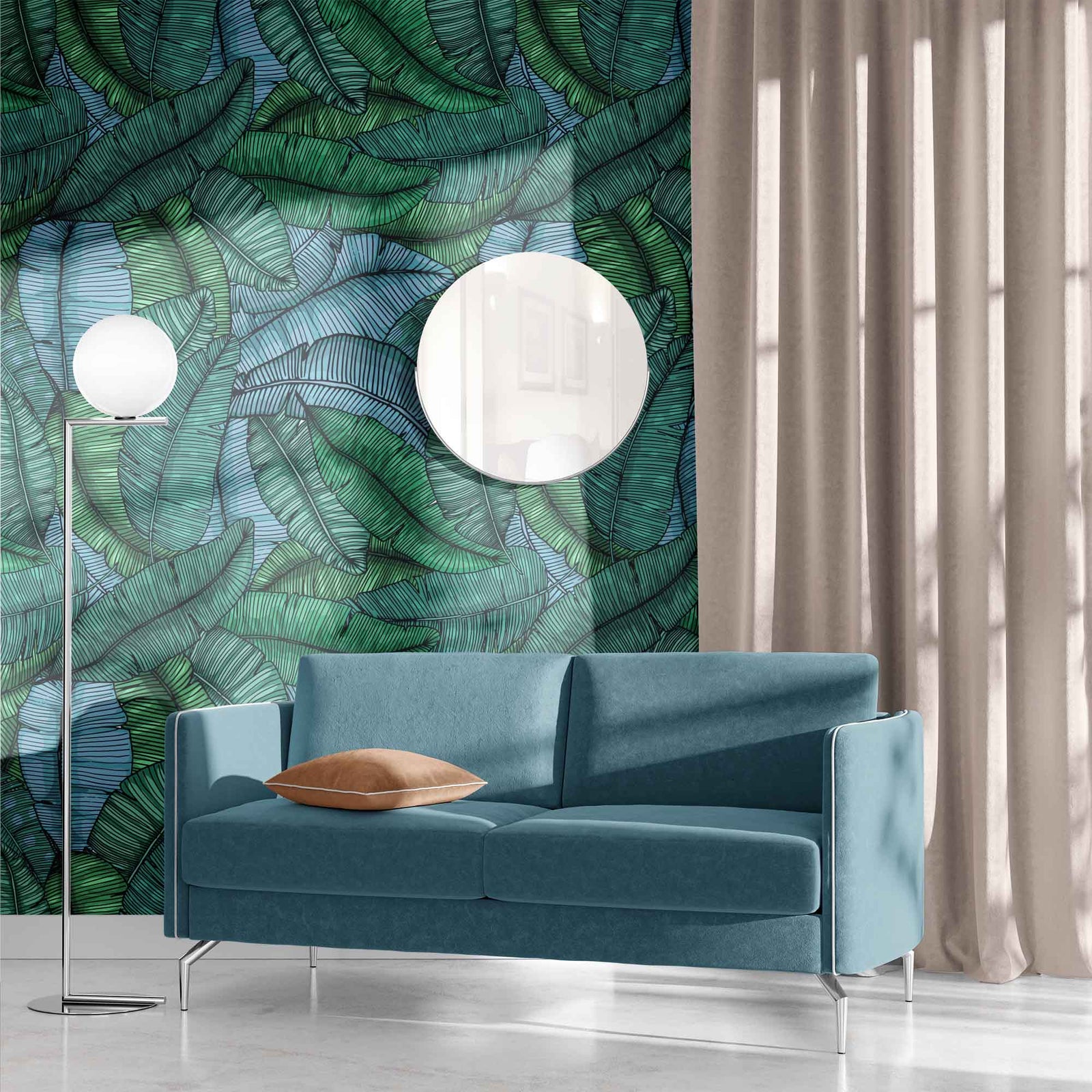 green_wallpaper featuring a pattern of green and blue leaves.
