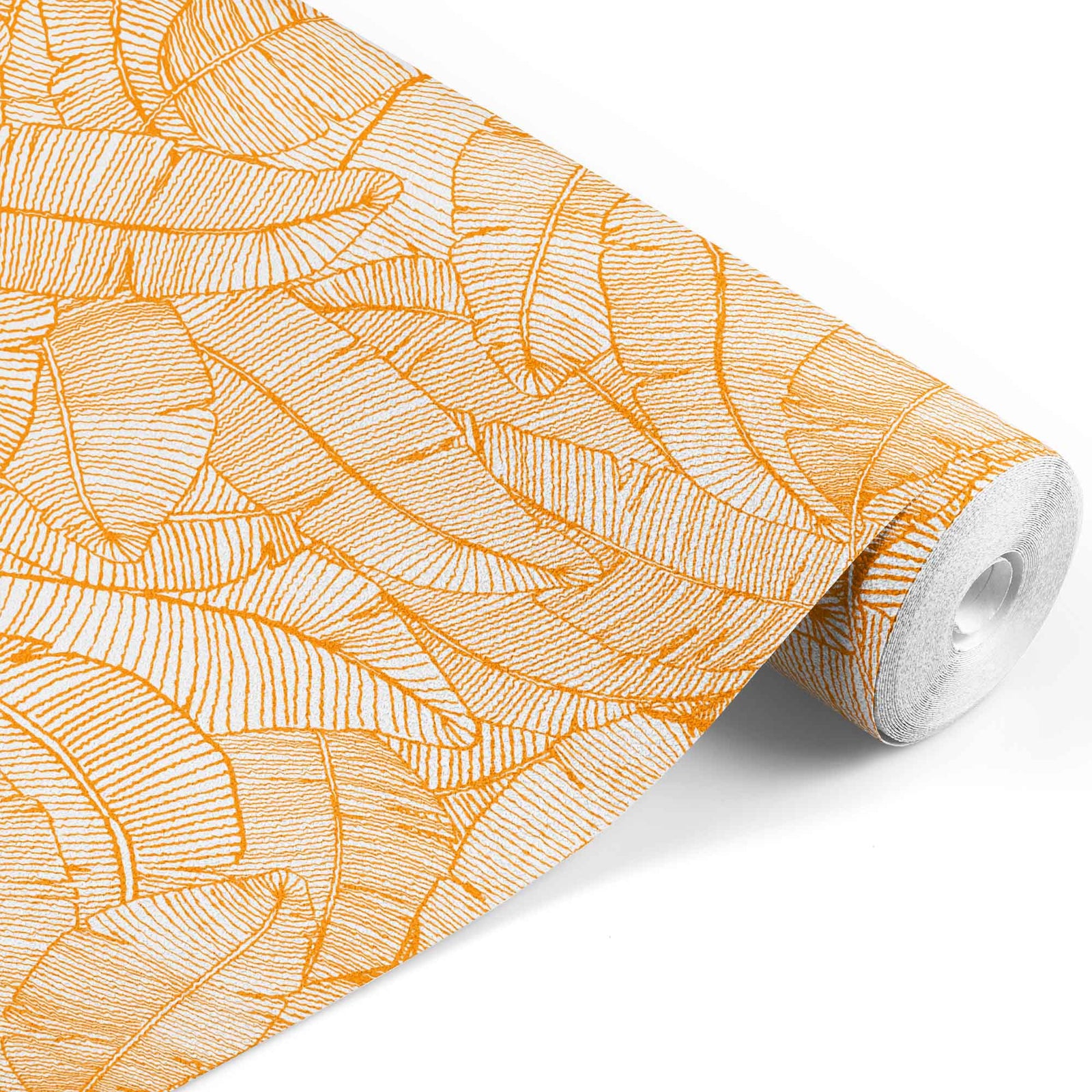 orange_A wallpaper with a pattern of orange and white feathers.