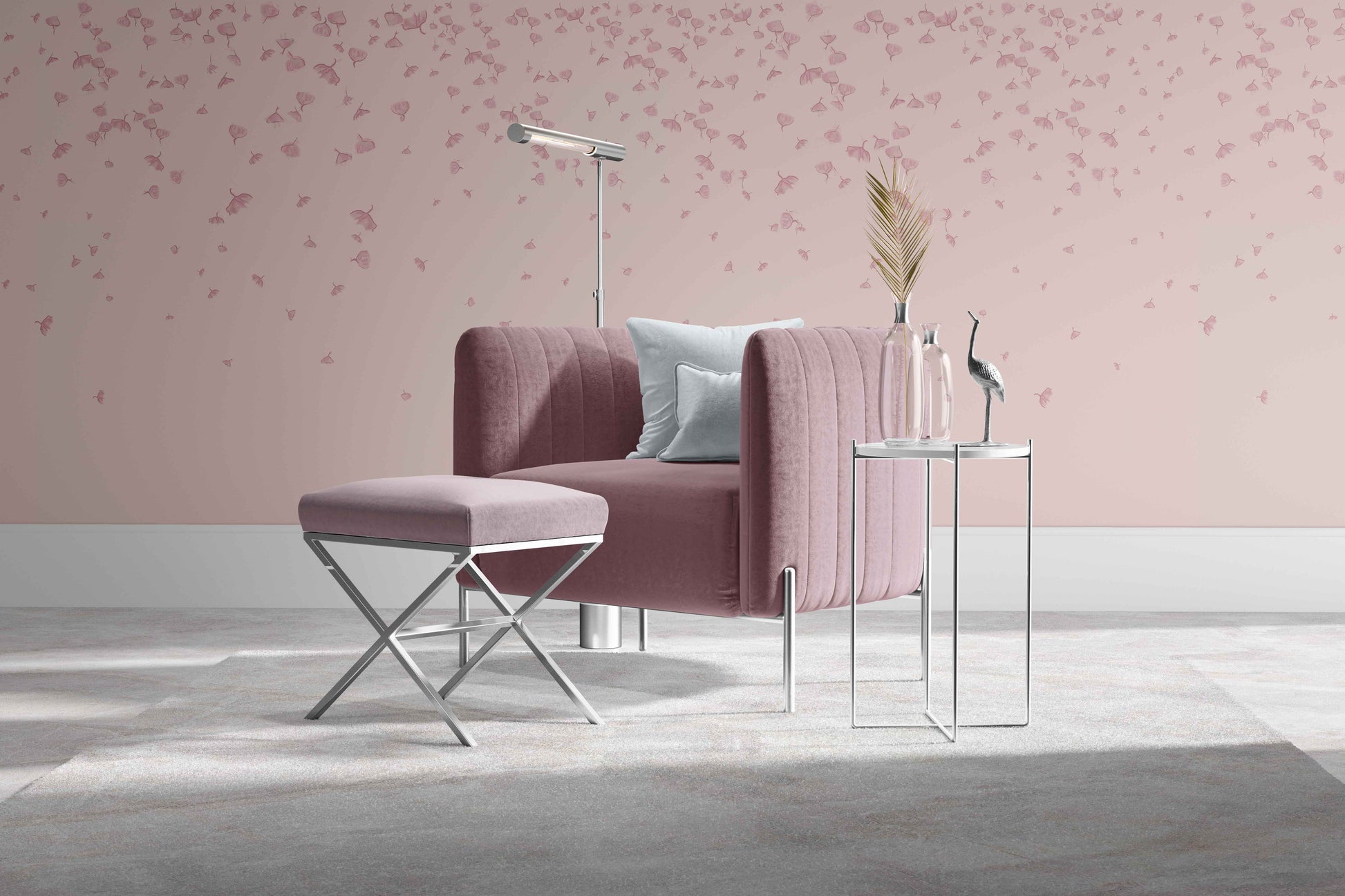 blush_falling leaves in blush on blush background