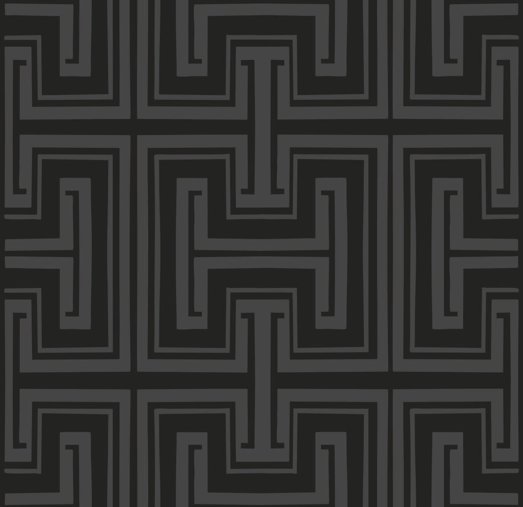 charcoal_Dark geometric pattern with wavy lines on a black background