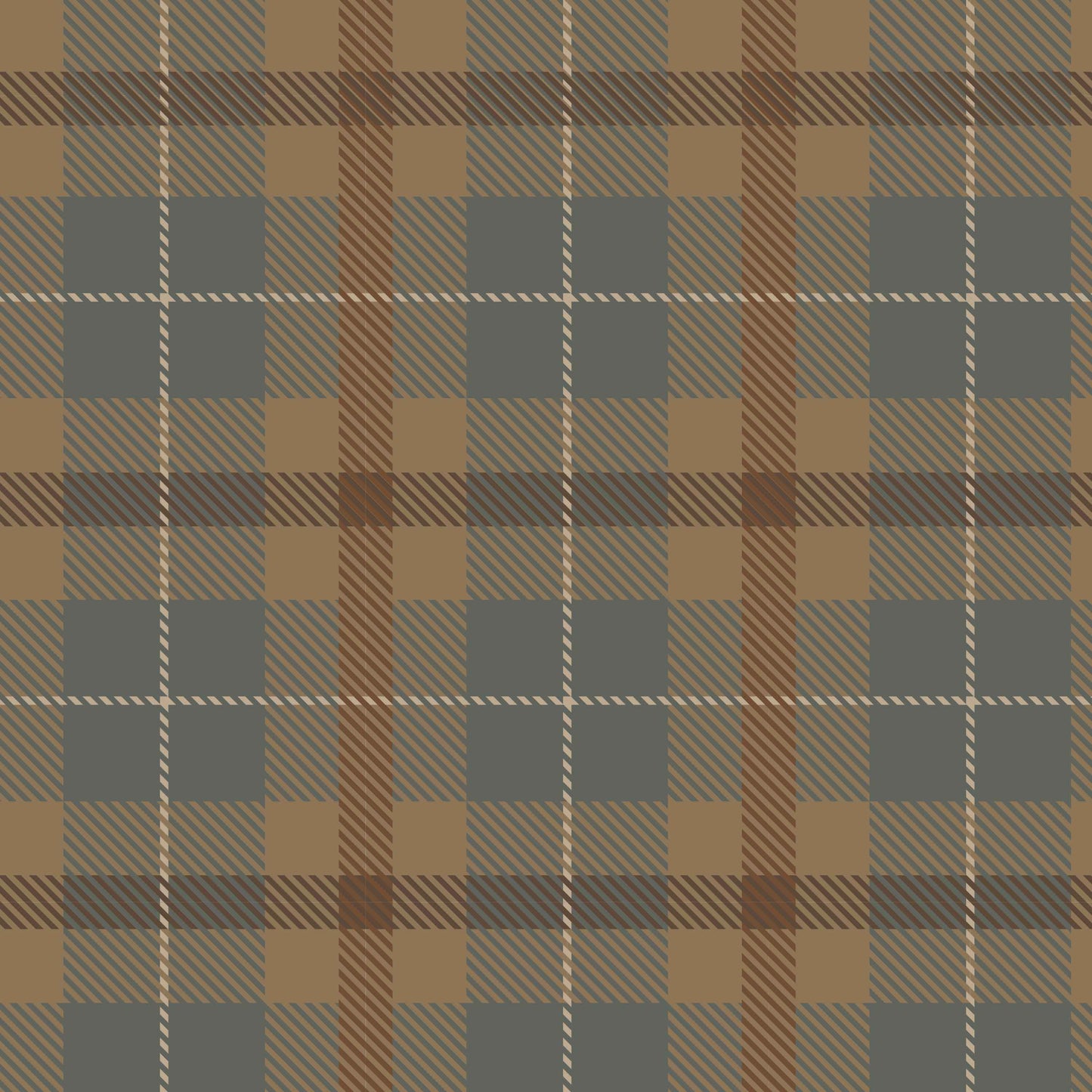 brown_plaid patterned wallpaper in shades of beige, gray, and brown.