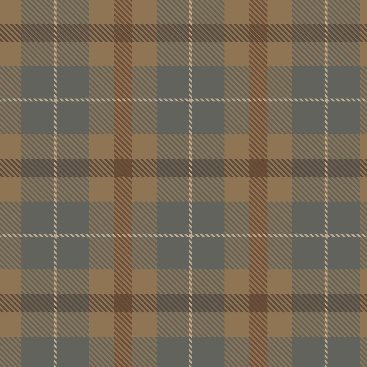 brown_plaid patterned wallpaper in shades of beige, gray, and brown.