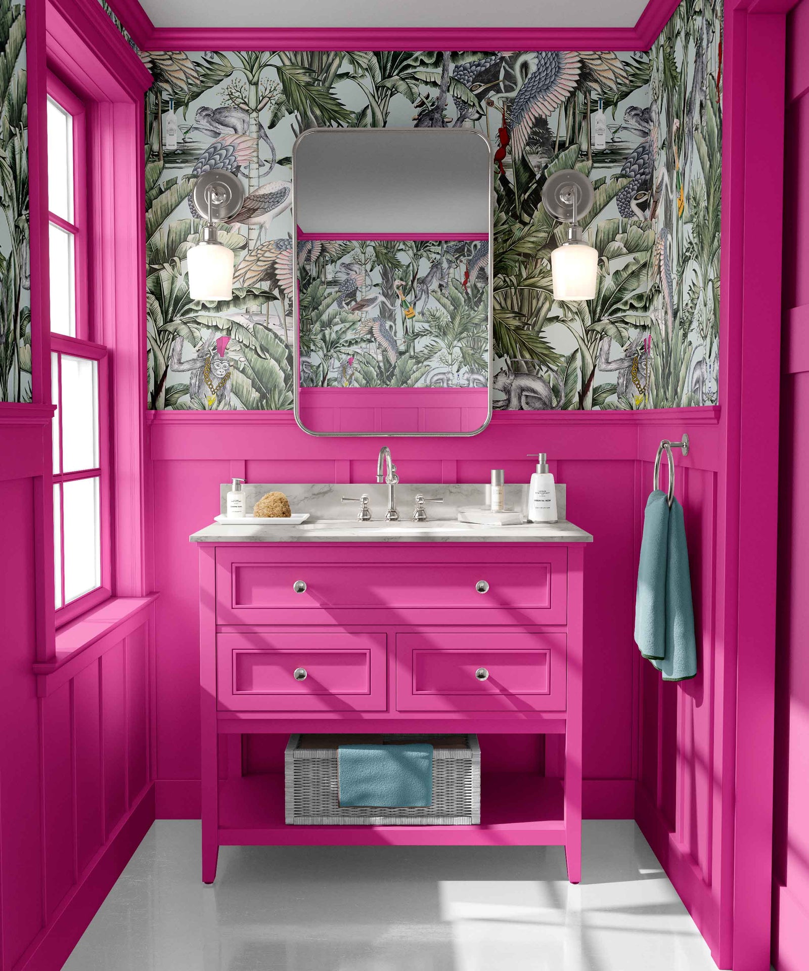 blue_Wallpaper featuring a jungle theme with various animals such as birds and monkeys