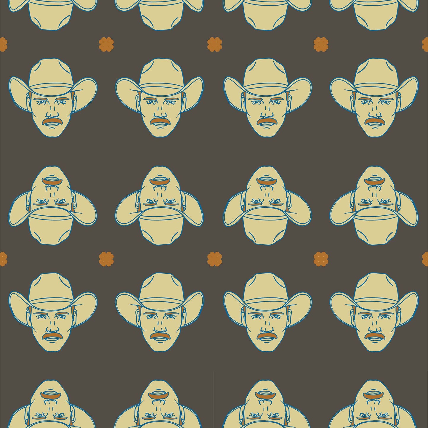brown_cream and tan cowboys on a brown background