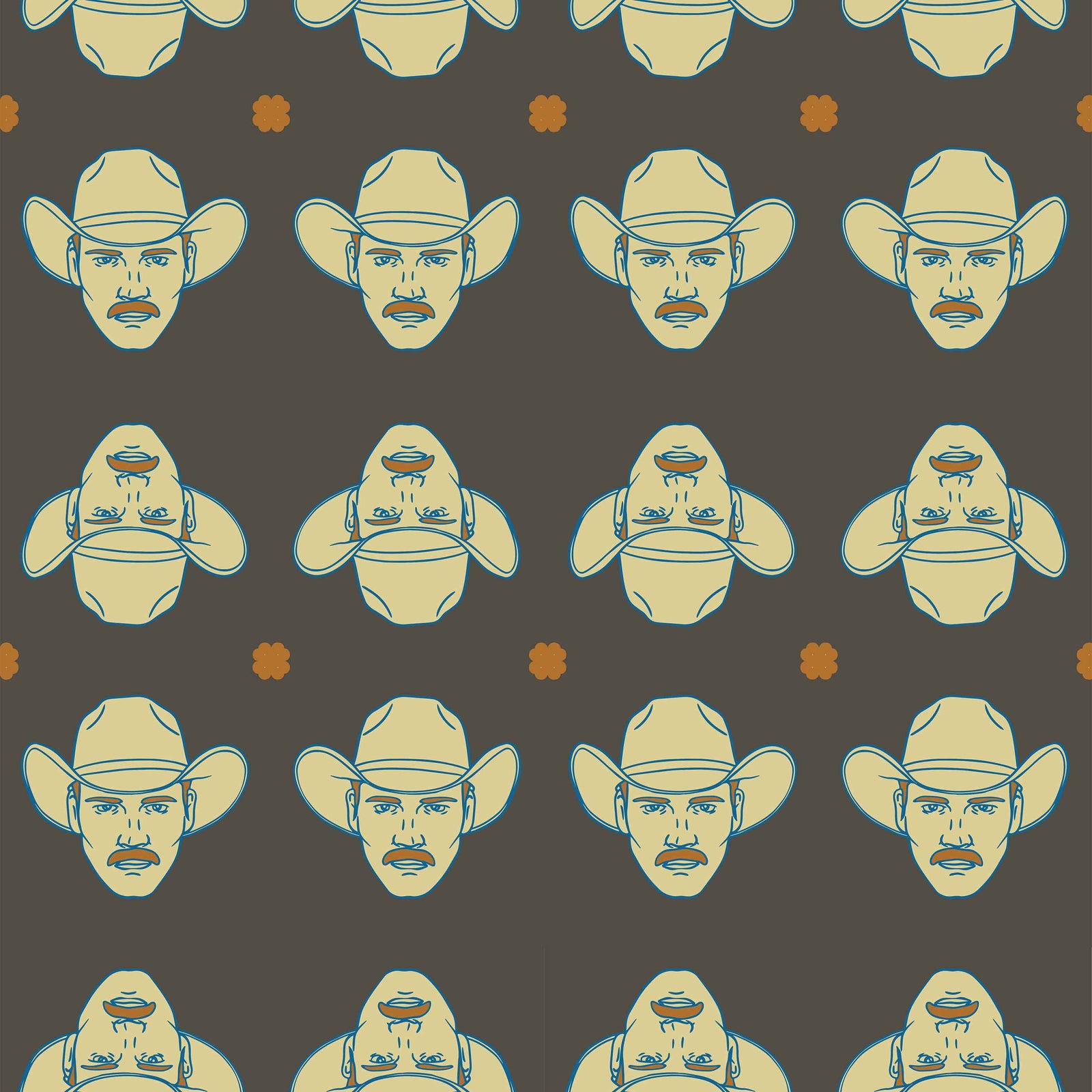 brown_cream and tan cowboys on a brown background