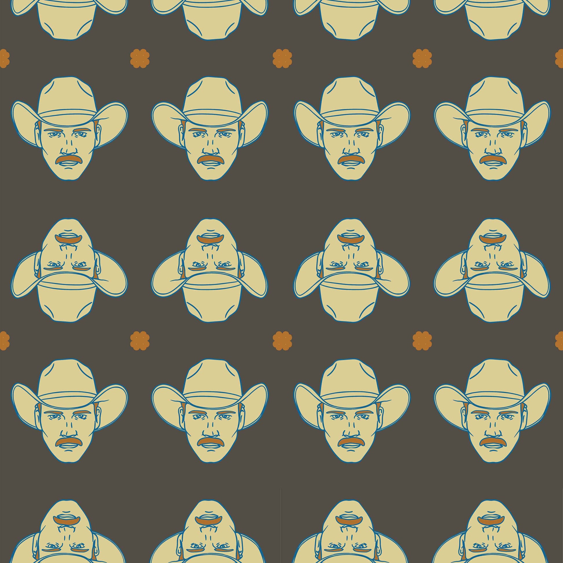 brown_cream and tan cowboys on a brown background