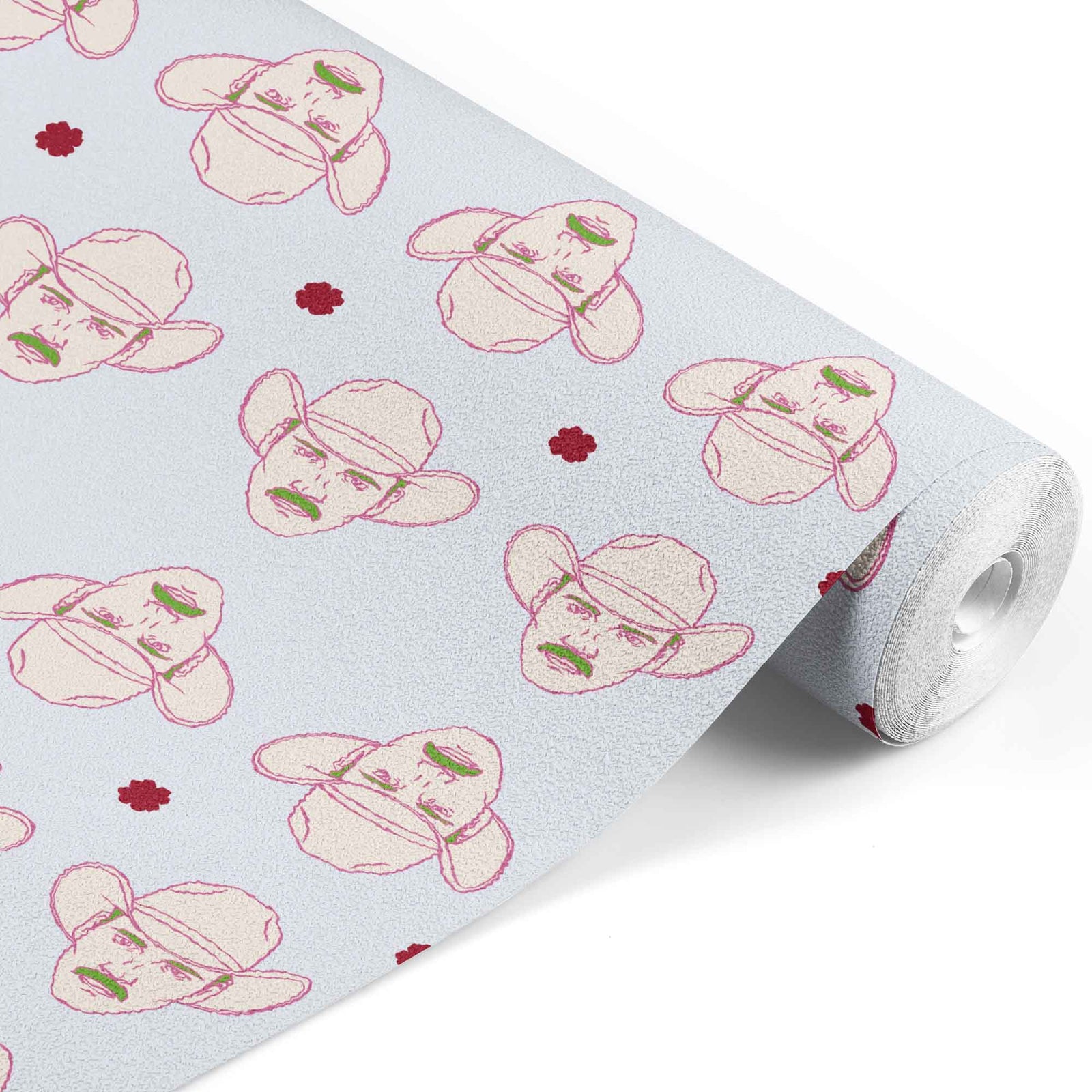 baby-blue_cream and pink cowboys on a baby blue background