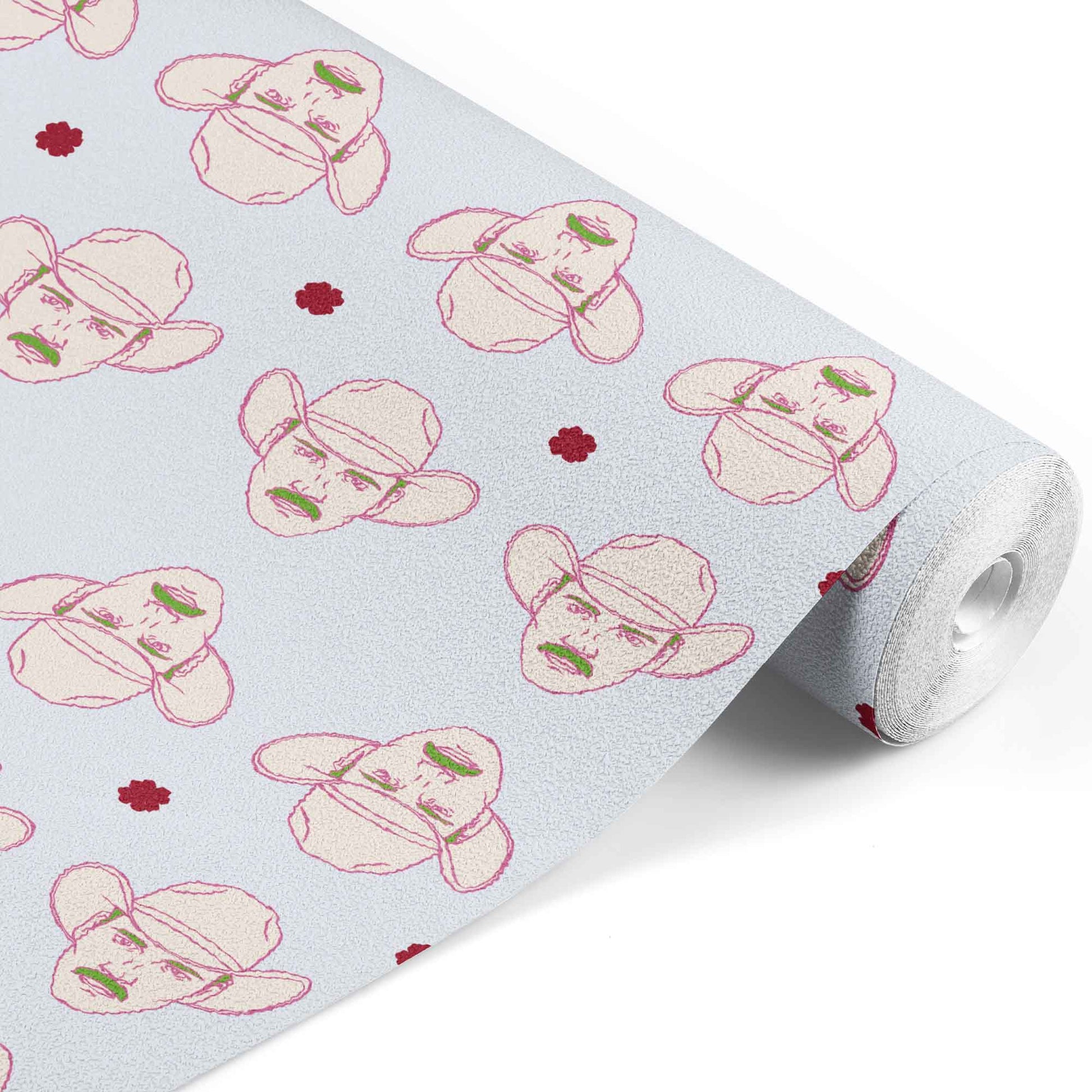 baby-blue_cream and pink cowboys on a baby blue background