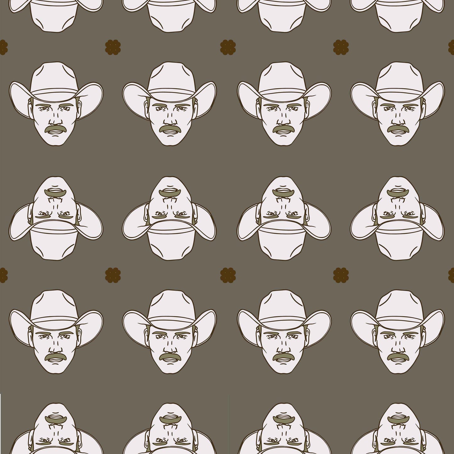 olive_white and green cowboys on a olive background