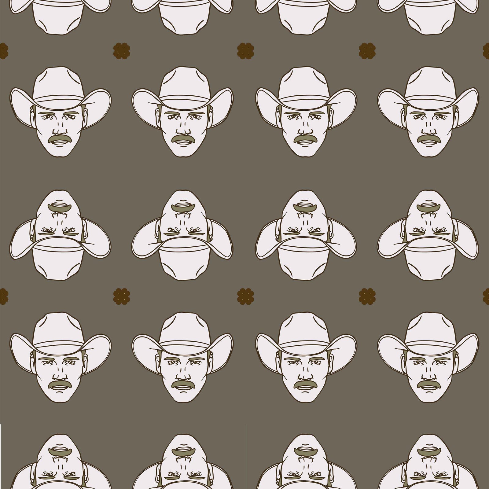 olive_white and green cowboys on a olive background