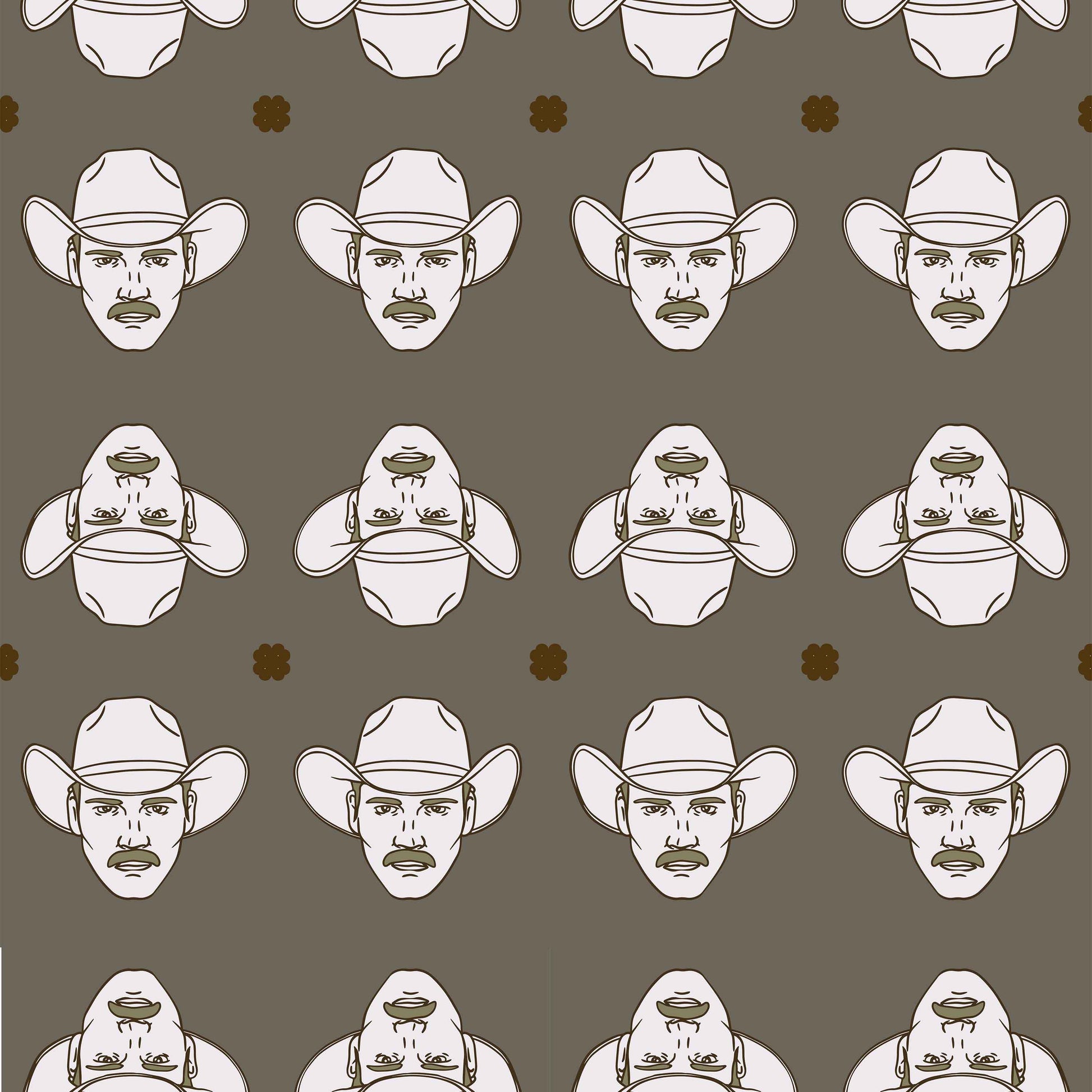 olive_white and green cowboys on a olive background