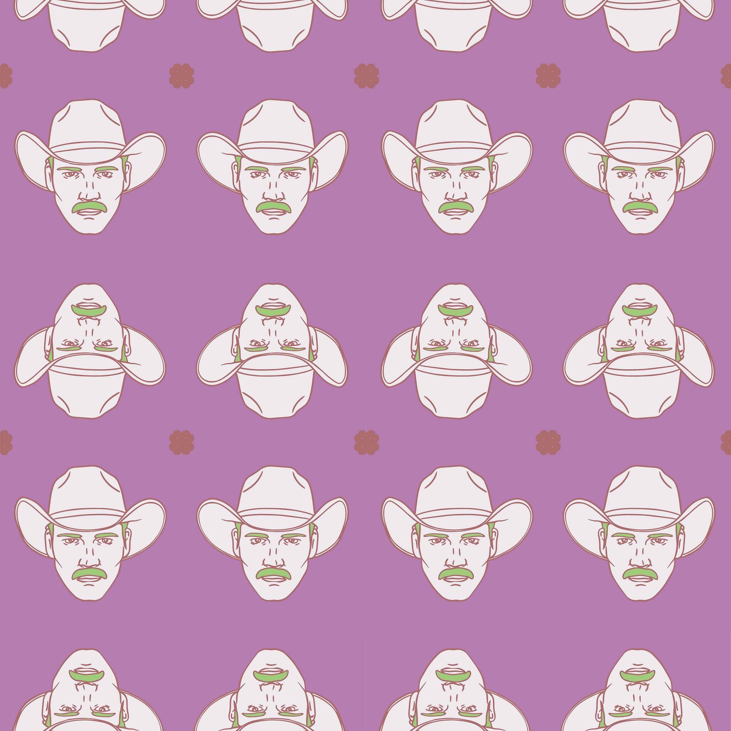 purple_white and green cowboys on a purple background
