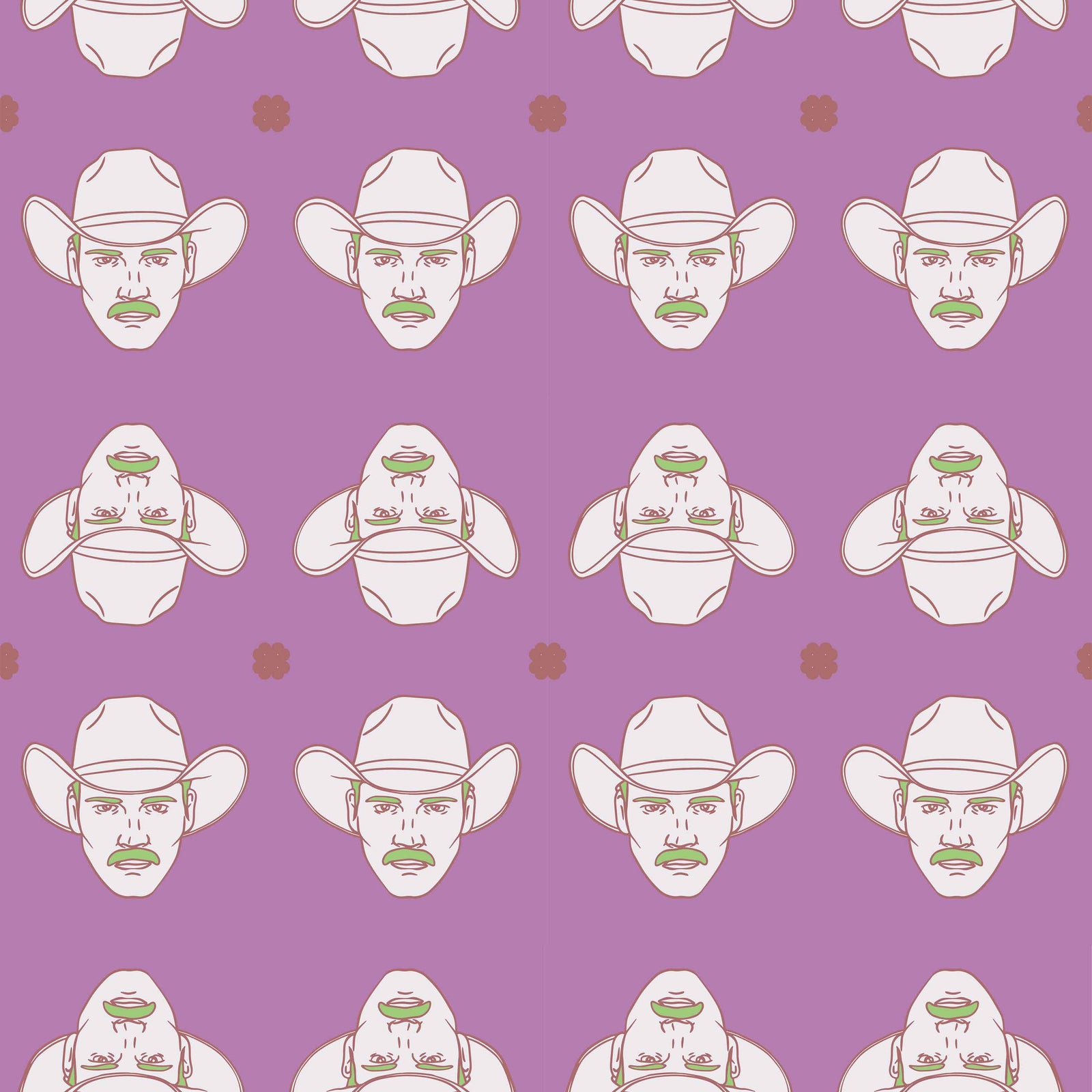 purple_white and green cowboys on a purple background