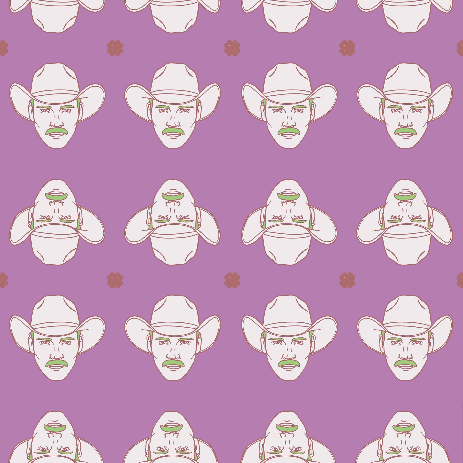 purple_white and green cowboys on a purple background