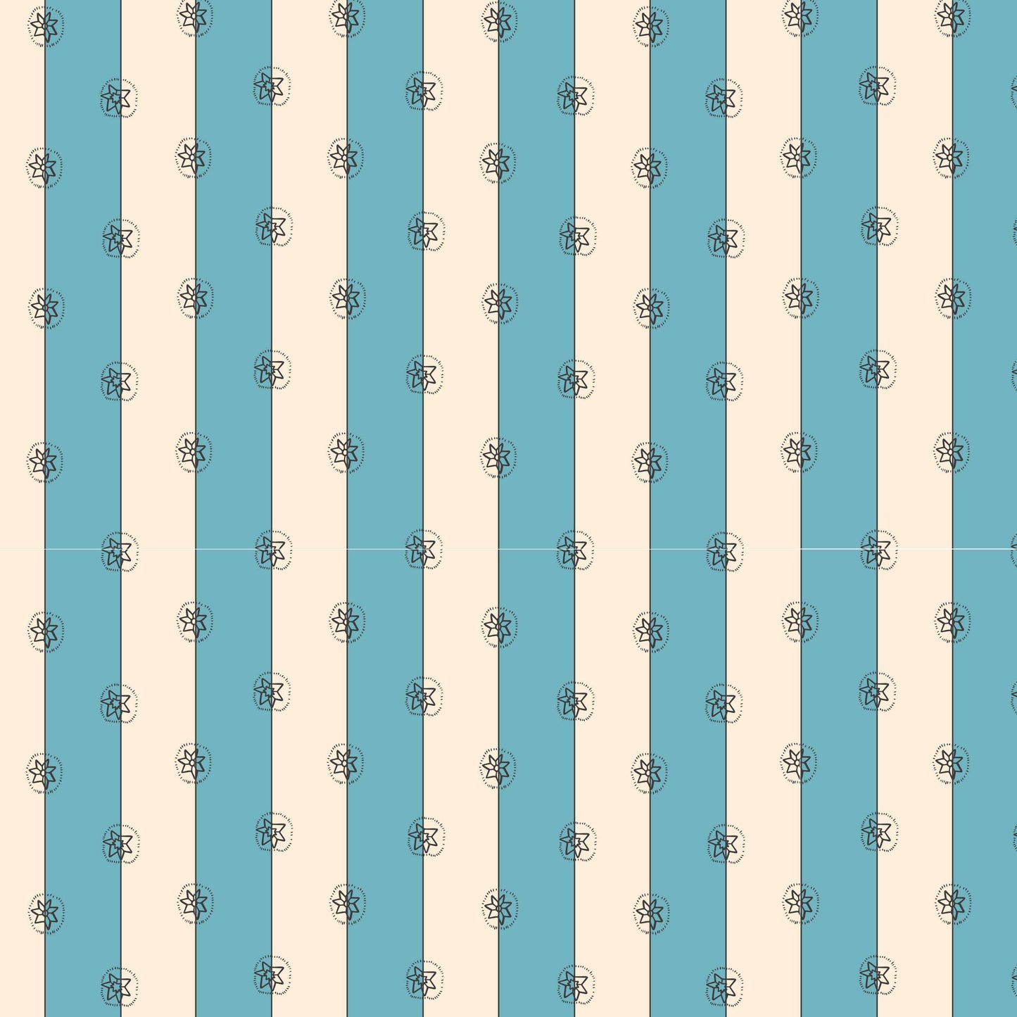 blue_A roll of wallpaper with a striped pattern featuring blue and beige colors.