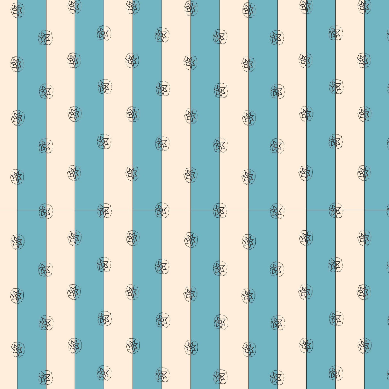 blue_A roll of wallpaper with a striped pattern featuring blue and beige colors.