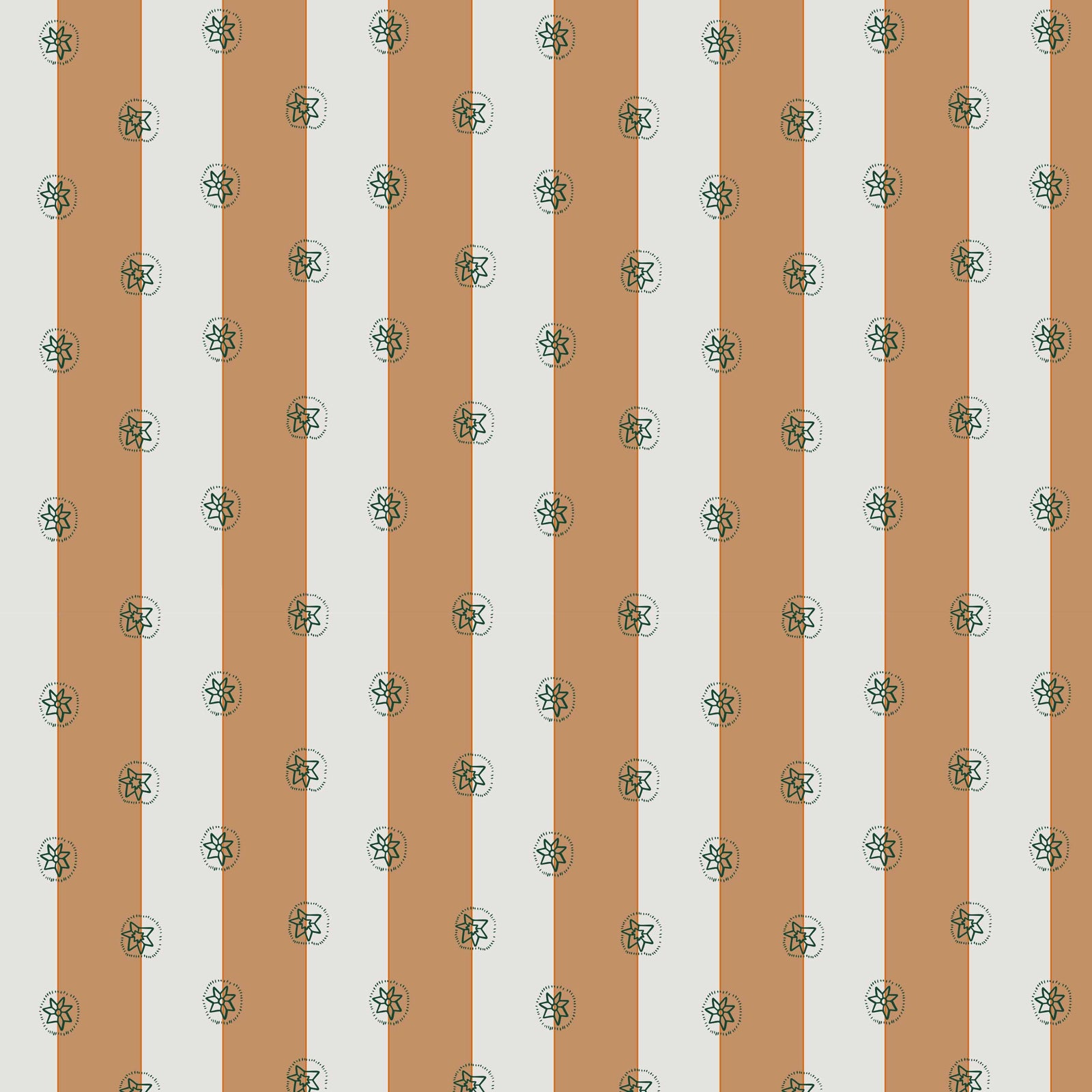 tan_A roll of wallpaper with a striped pattern featuring tan and white colors.