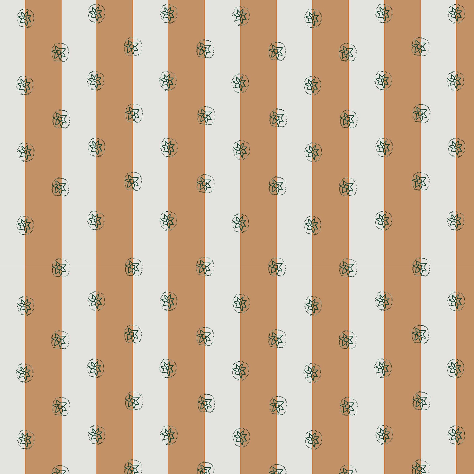 tan_A roll of wallpaper with a striped pattern featuring tan and white colors.