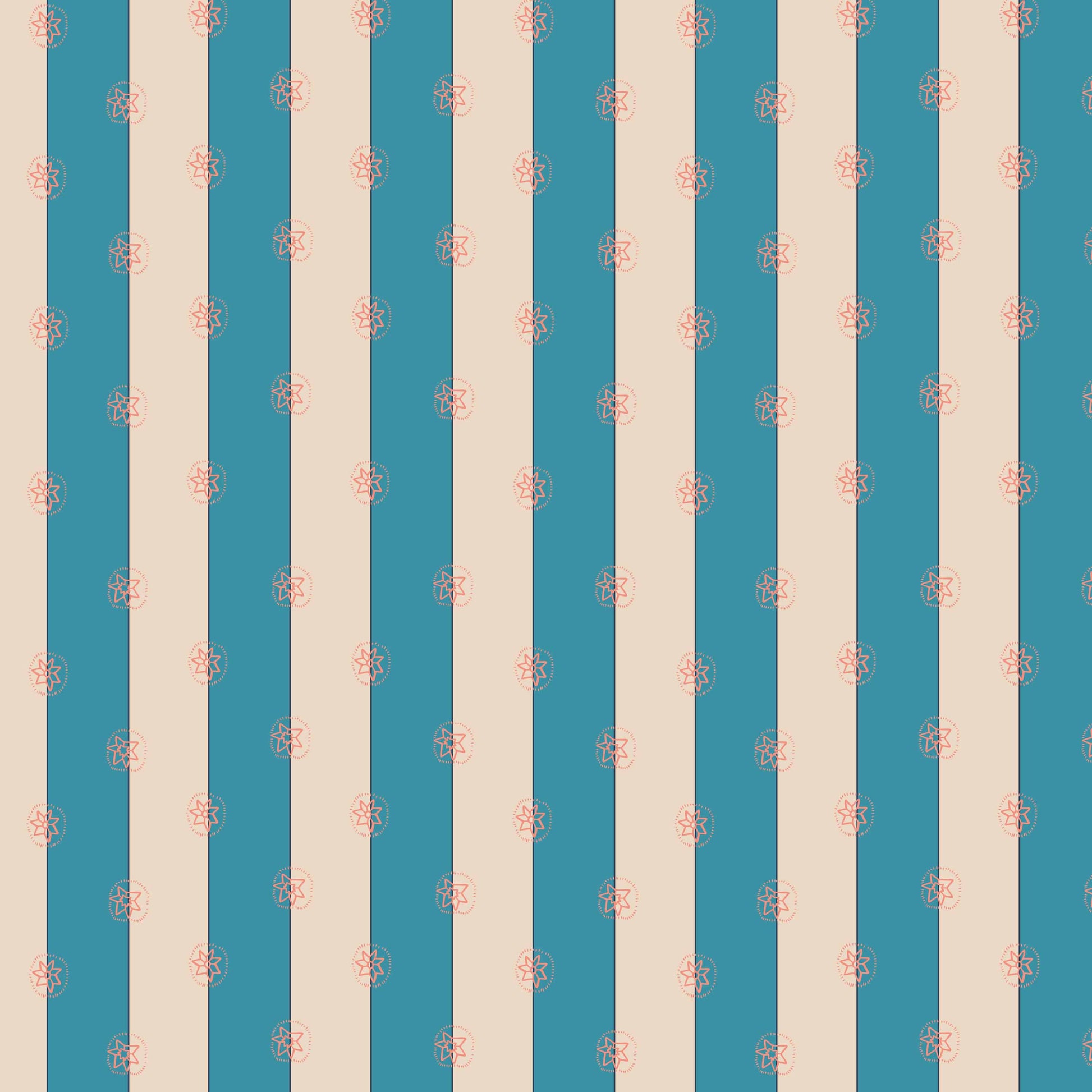 light-blue_A roll of wallpaper with a striped pattern featuring tan and light blue colors.