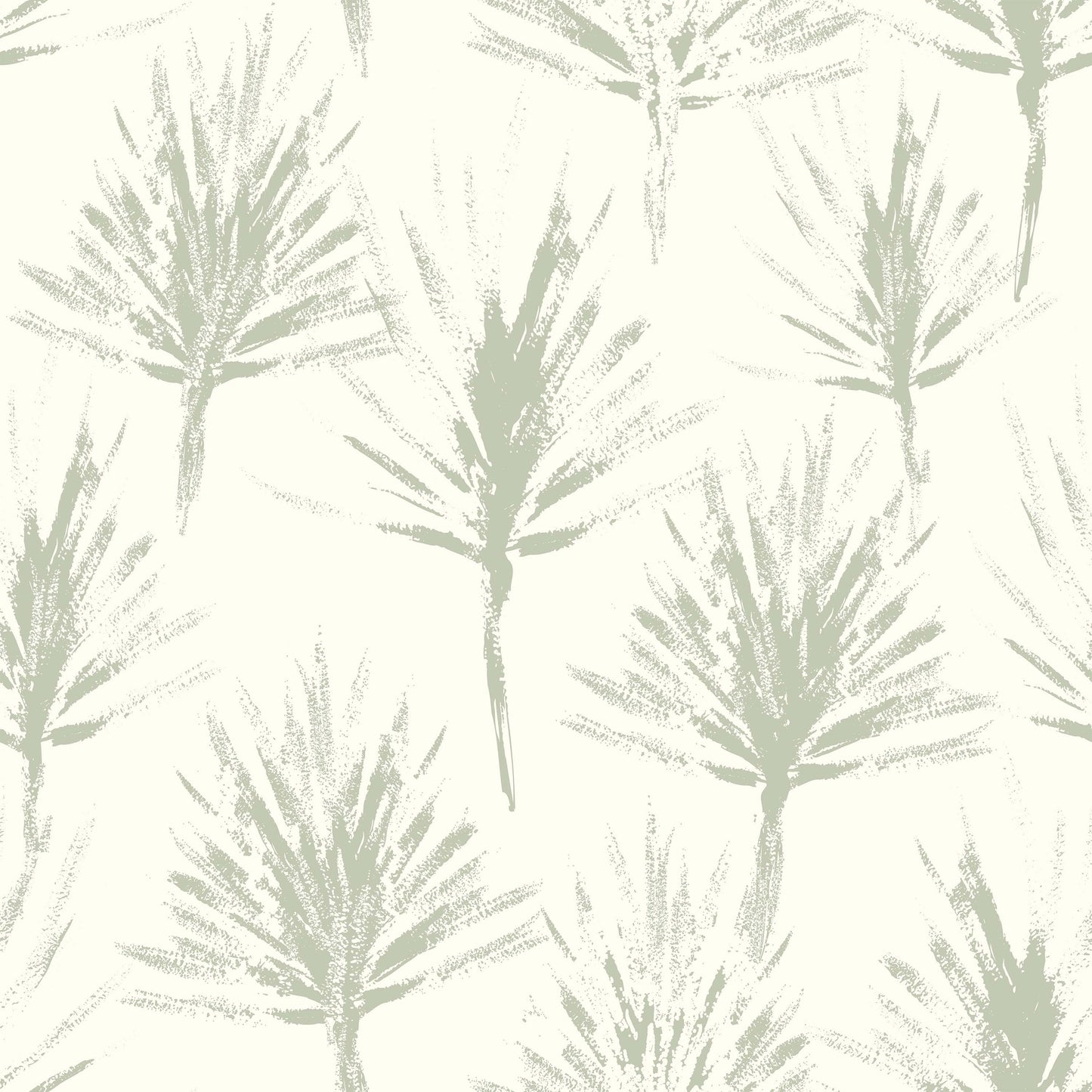 cream_A wallpaper with a pattern of palm leaves in a subtle green color on a white background.
