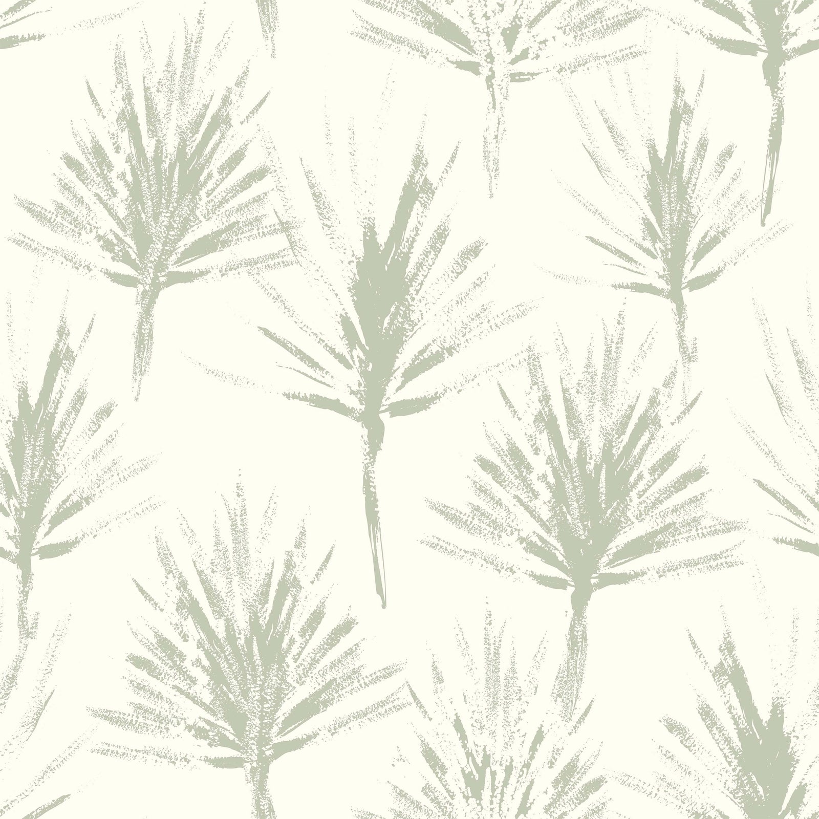 cream_A wallpaper with a pattern of palm leaves in a subtle green color on a white background.
