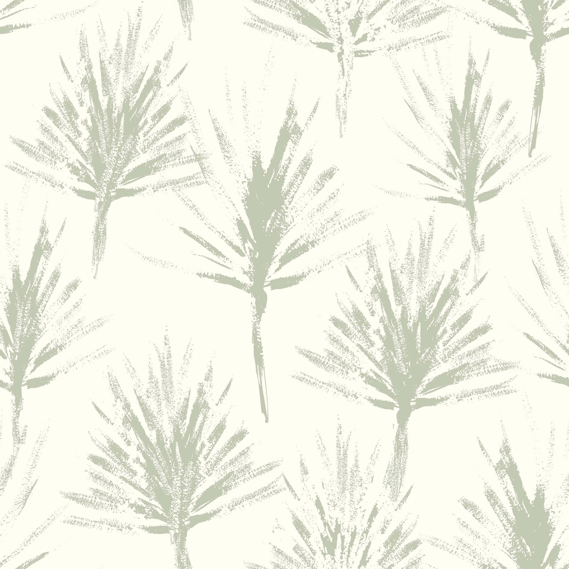cream_A wallpaper with a pattern of palm leaves in a subtle green color on a white background.