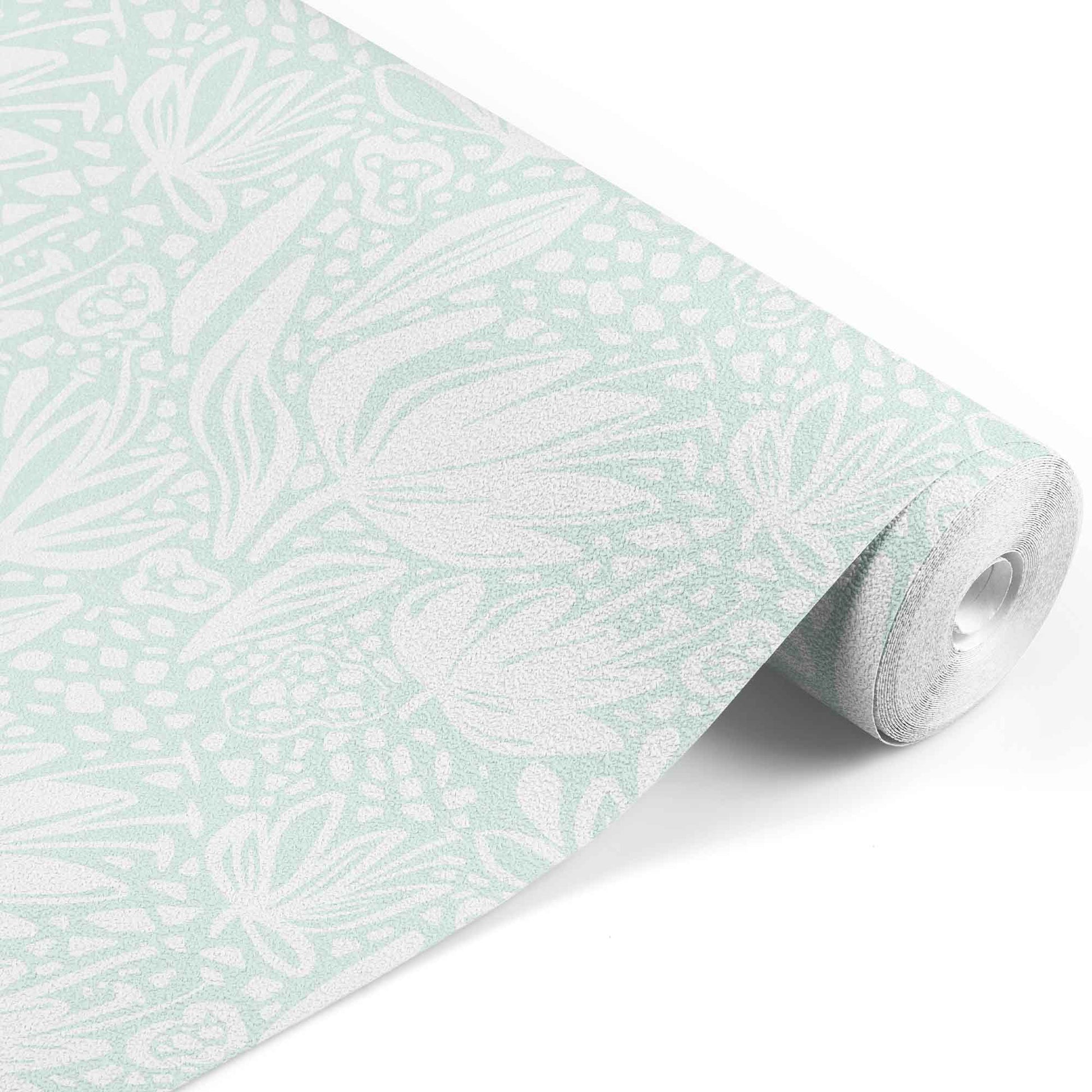 mint_Floral pattern set on mint background