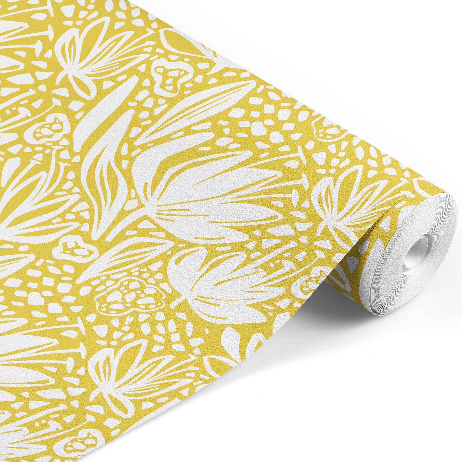 sunshine_white Floral pattern set on a sunshine yellow background