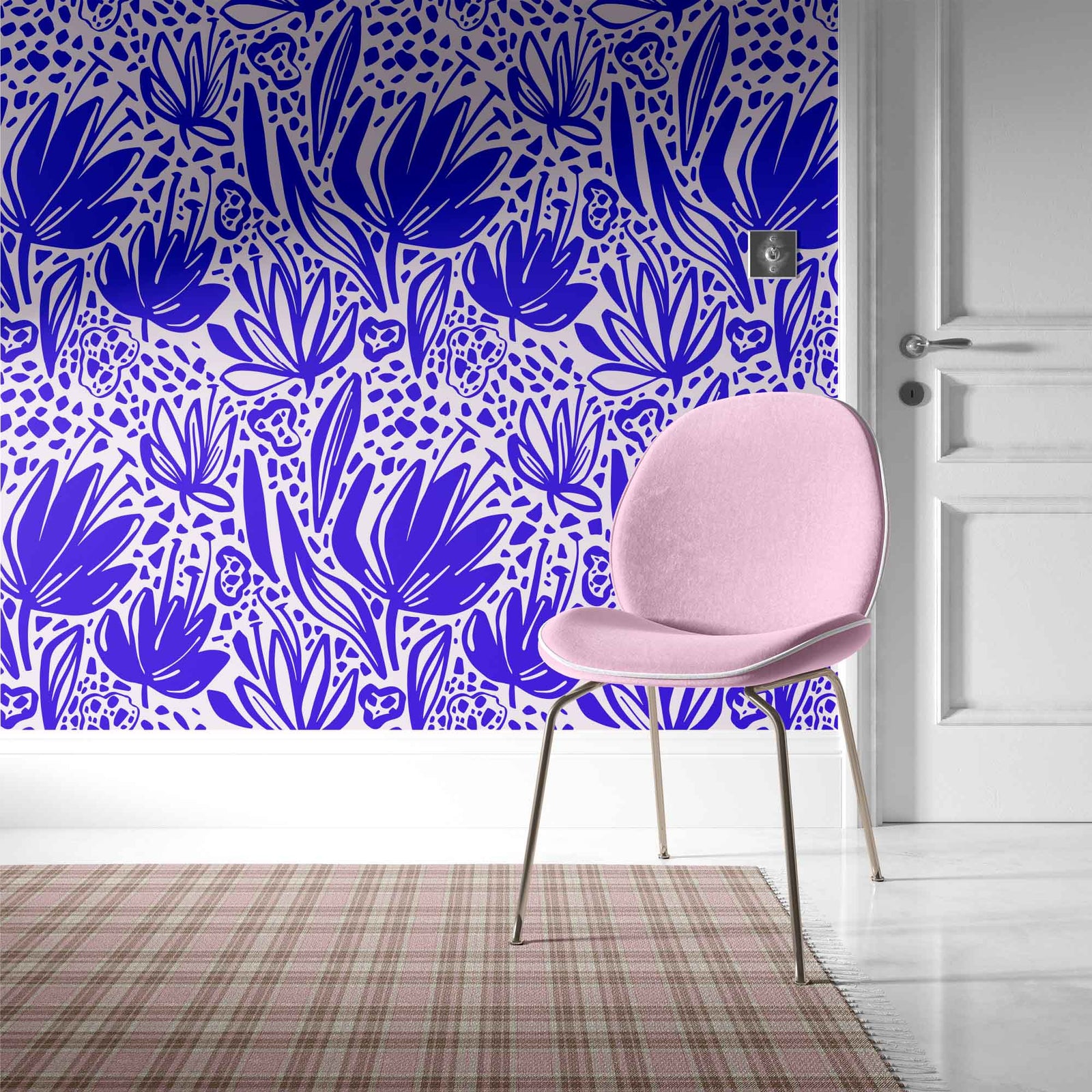 cobalt_Floral pattern set on light pink background