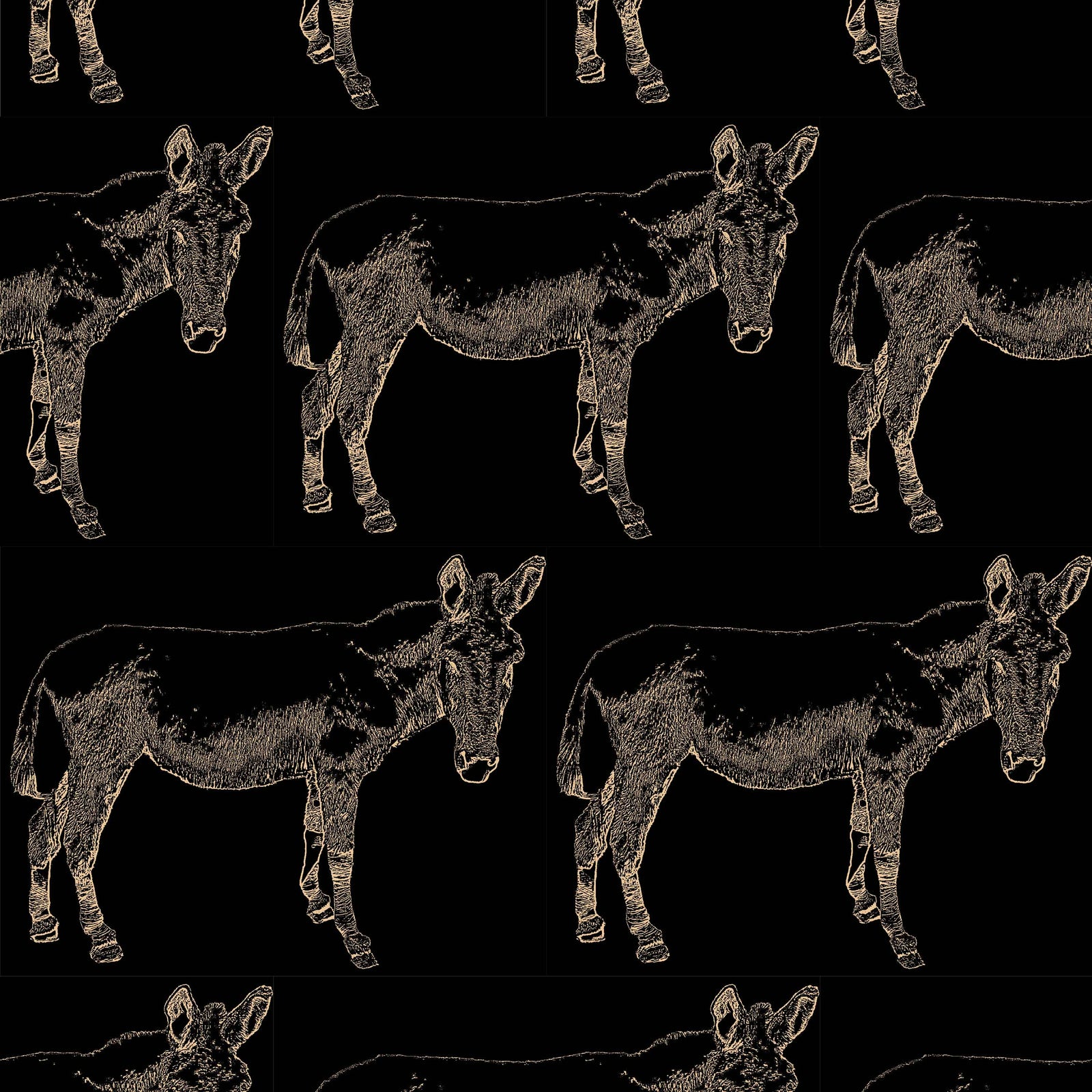 tan_wallpaper pattern with a repeating donkey sketch