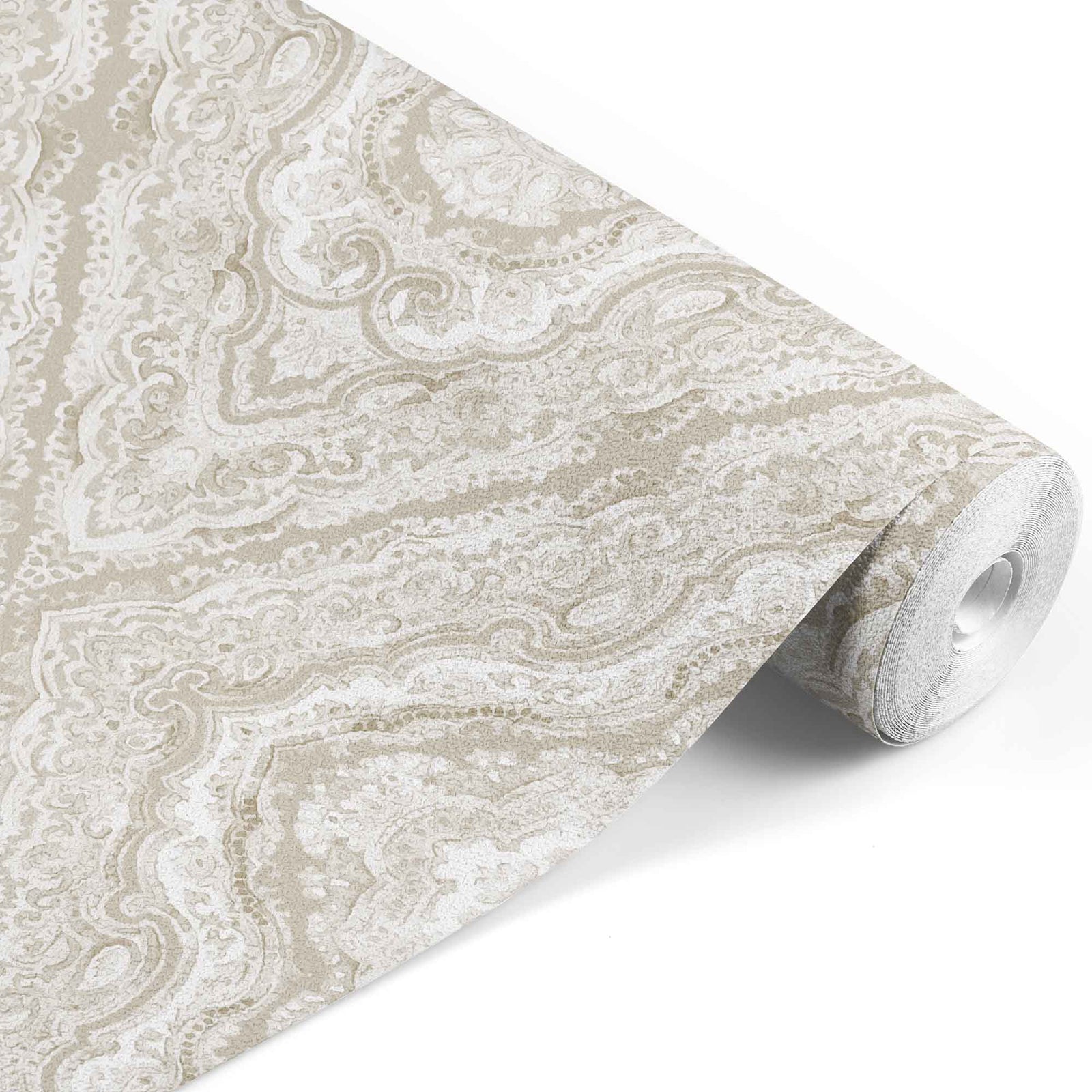 beige_a traditional paisley wallpaper pattern