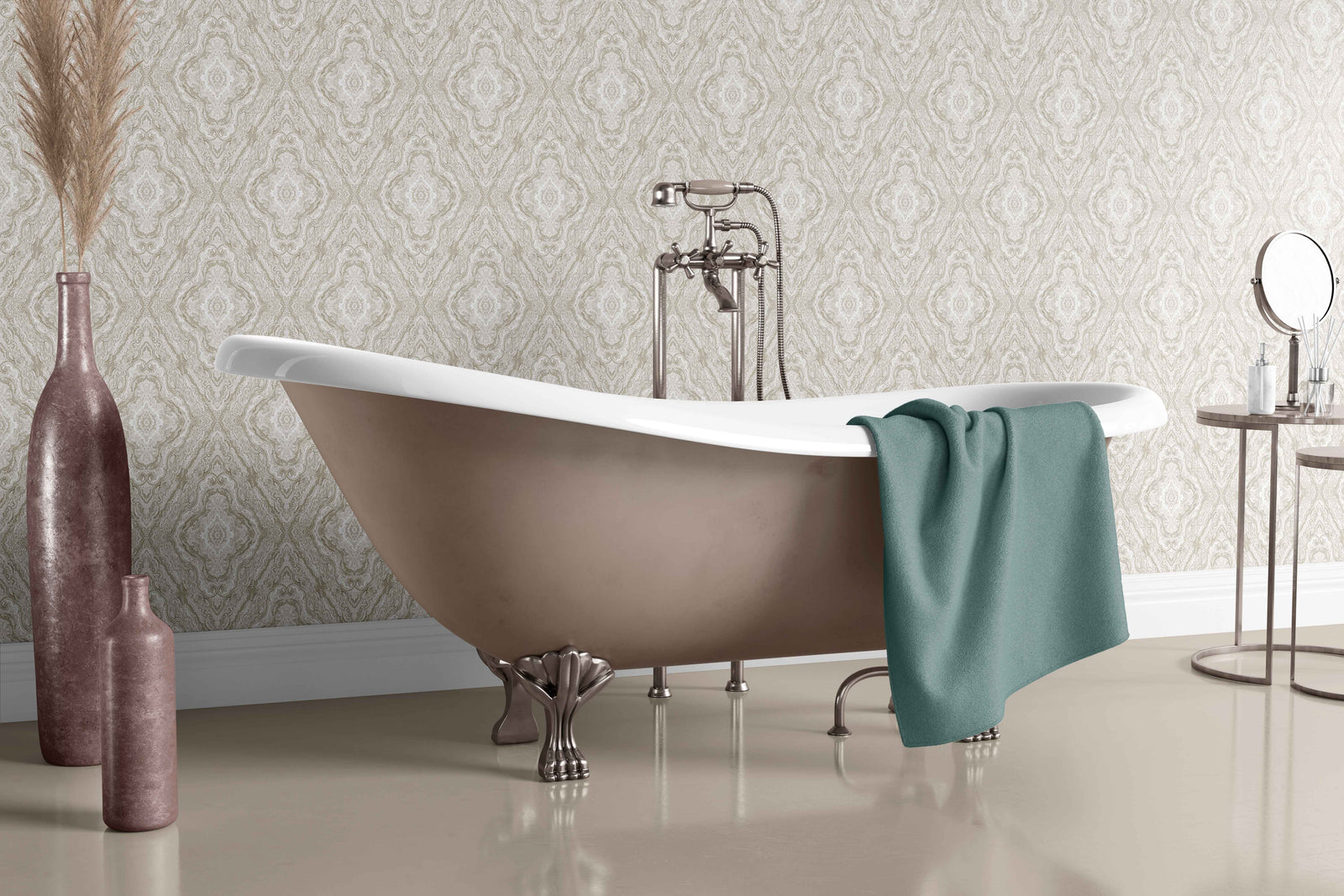 beige_a traditional paisley wallpaper pattern