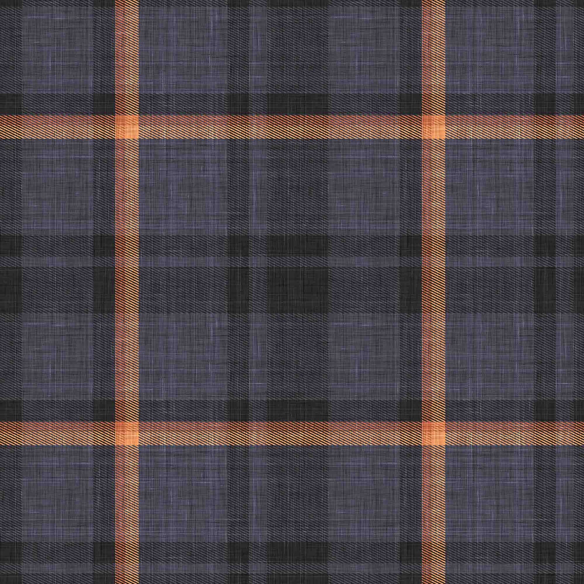 blue_plaid pattern with a combination of blue, orange and dark colors.