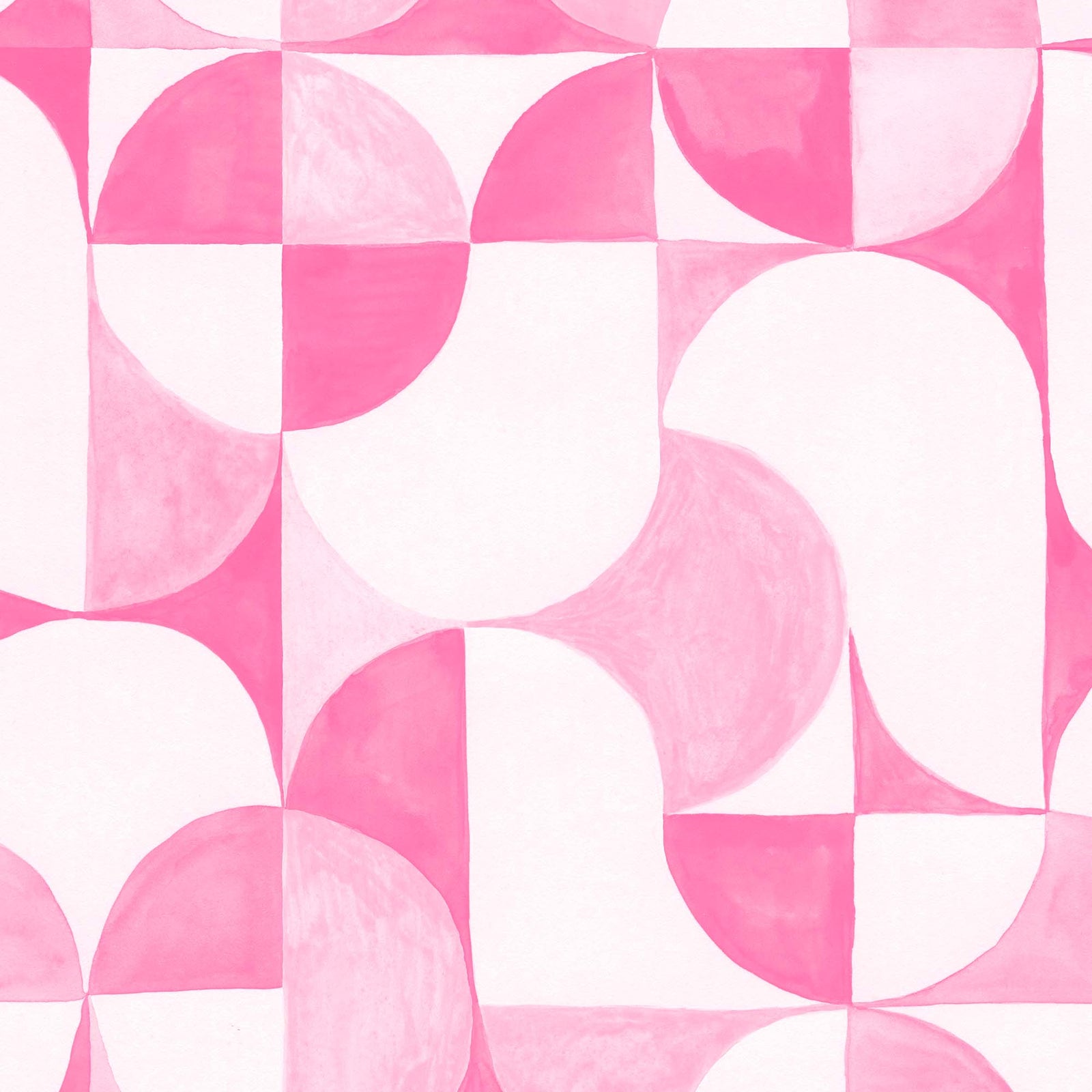 pink_A wallpaper with a geometric pattern featuring circles and abstract shapes in a monochrome pink color palette.