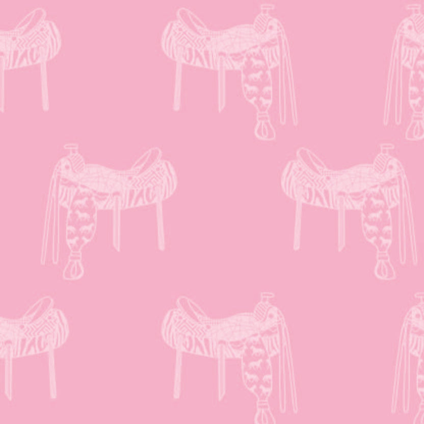 blush_A wallpaper featuring a pattern of illustrated saddles on a blush background.