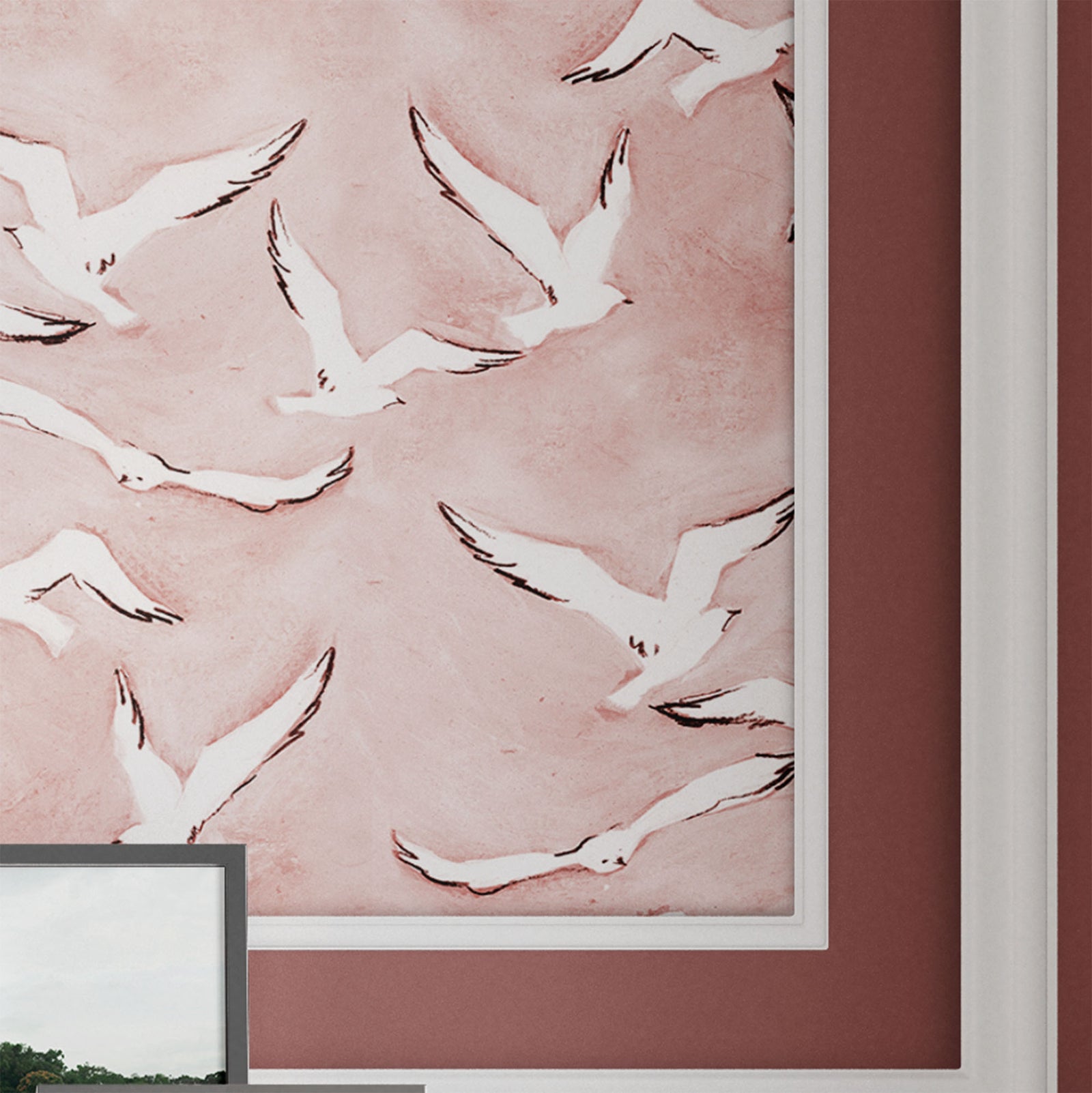 blush_seagulls flying wallpaper