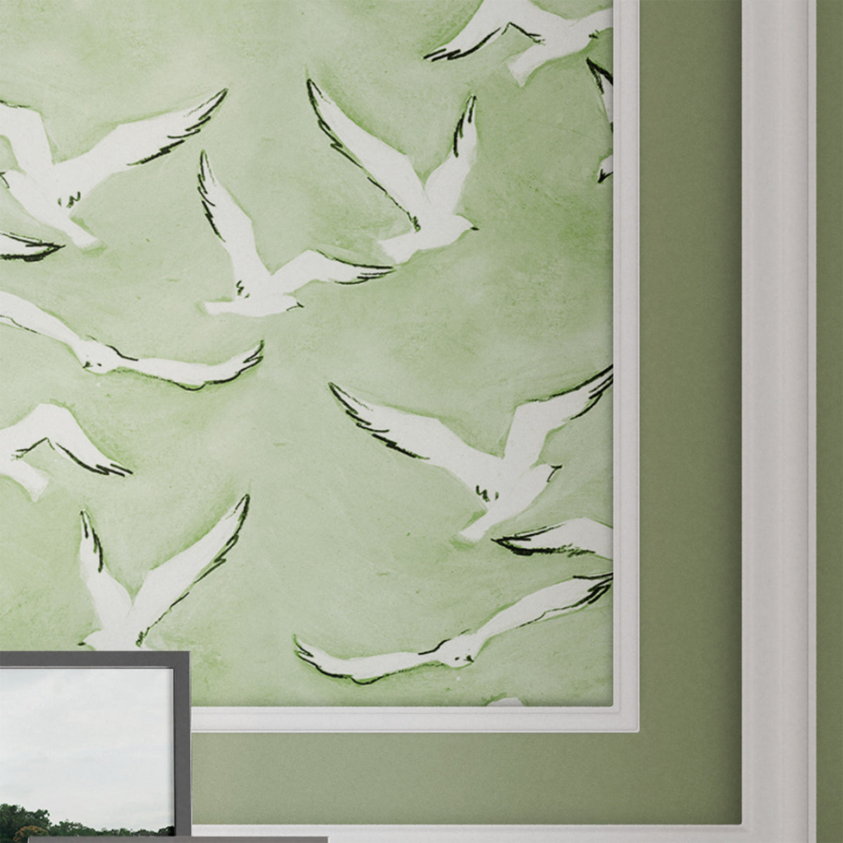 green_seagulls flying wallpaper