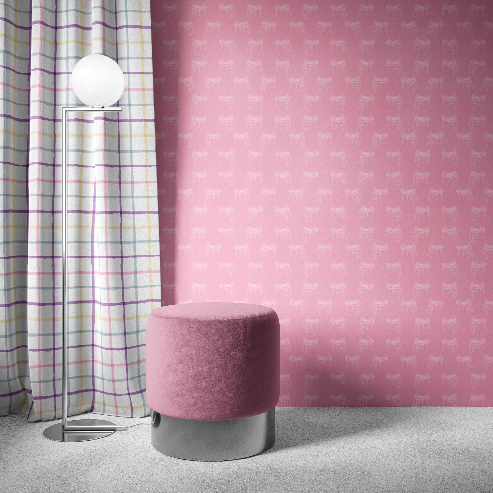 blush_A wallpaper featuring a pattern of illustrated saddles on a blush background.