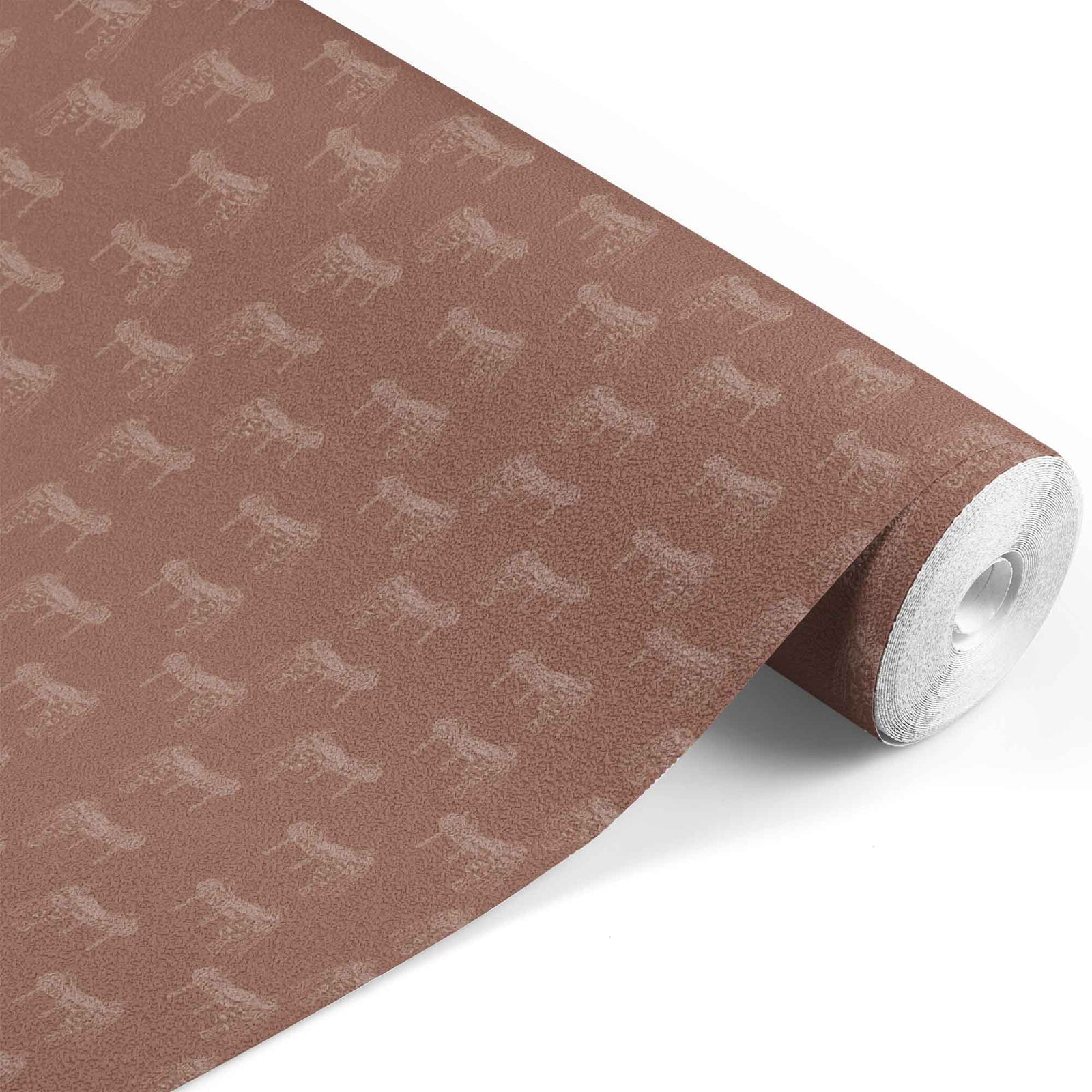 brown_A wallpaper featuring a pattern of illustrated saddles on a brown background.