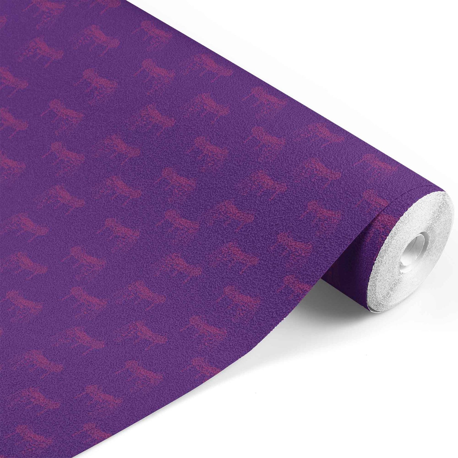 purple_A wallpaper featuring a pattern of illustrated saddles on a purple background.