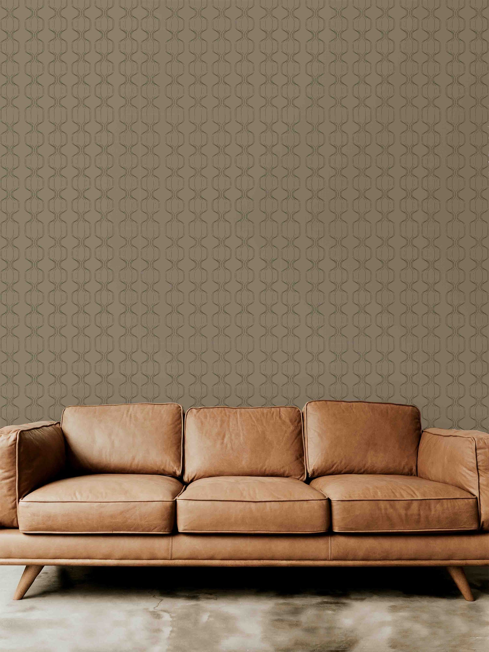 tan_Geometric wallpaper pattern in modern living room
