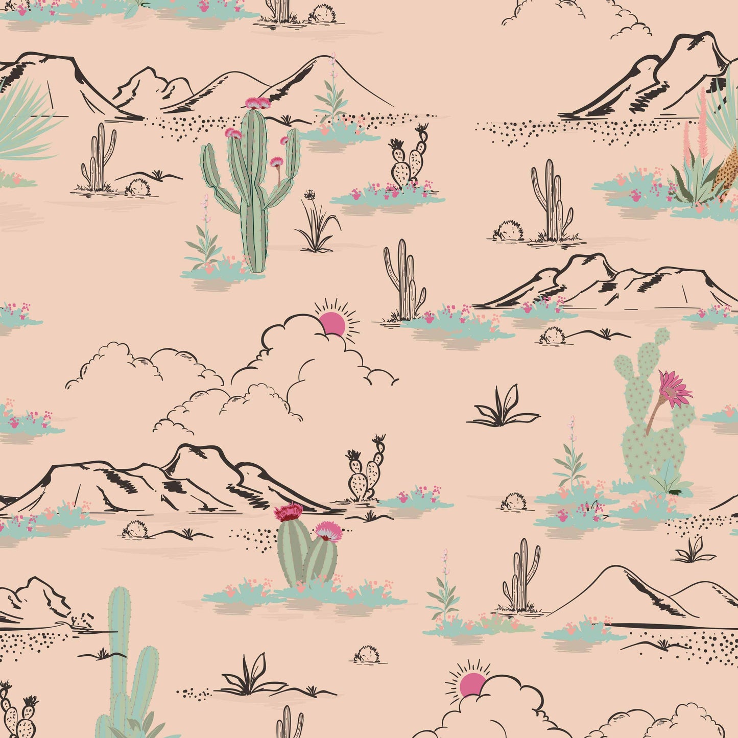 peach_wallpaper featuring the arizona desert with cactus and mountain ranges