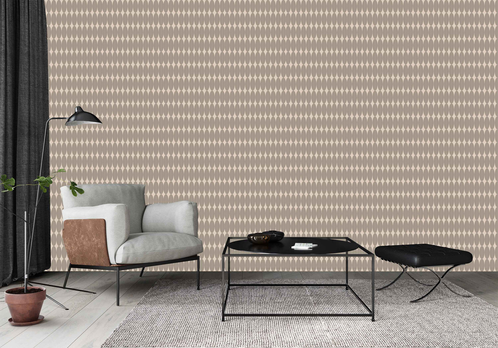 neutral_modern living room render neutral wallpaper