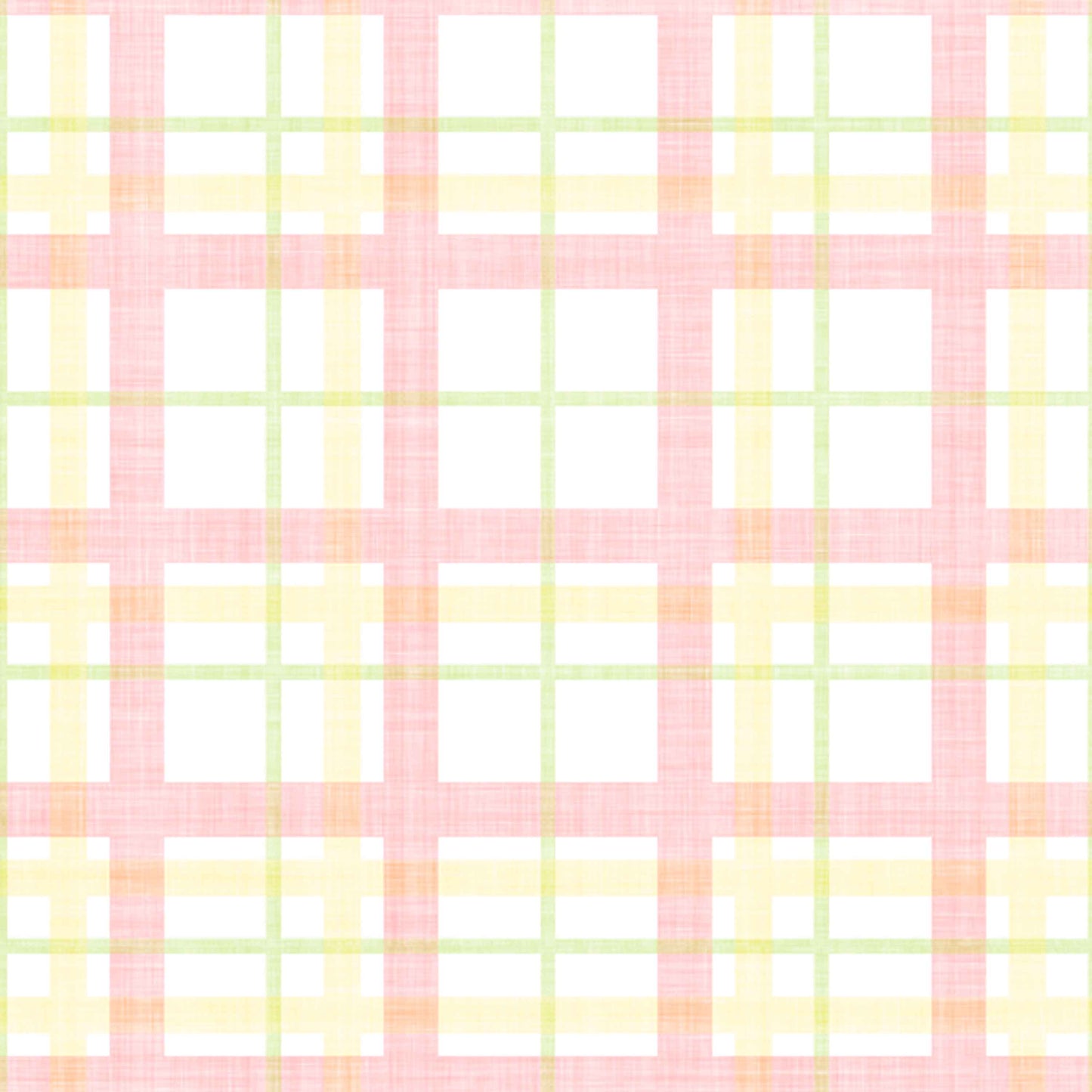 sunshine_Soft plaid pattern featuring layered grid lines in light green, yellow and pink tones, with a subtle woven texture and airy, translucent effect on a pale background.