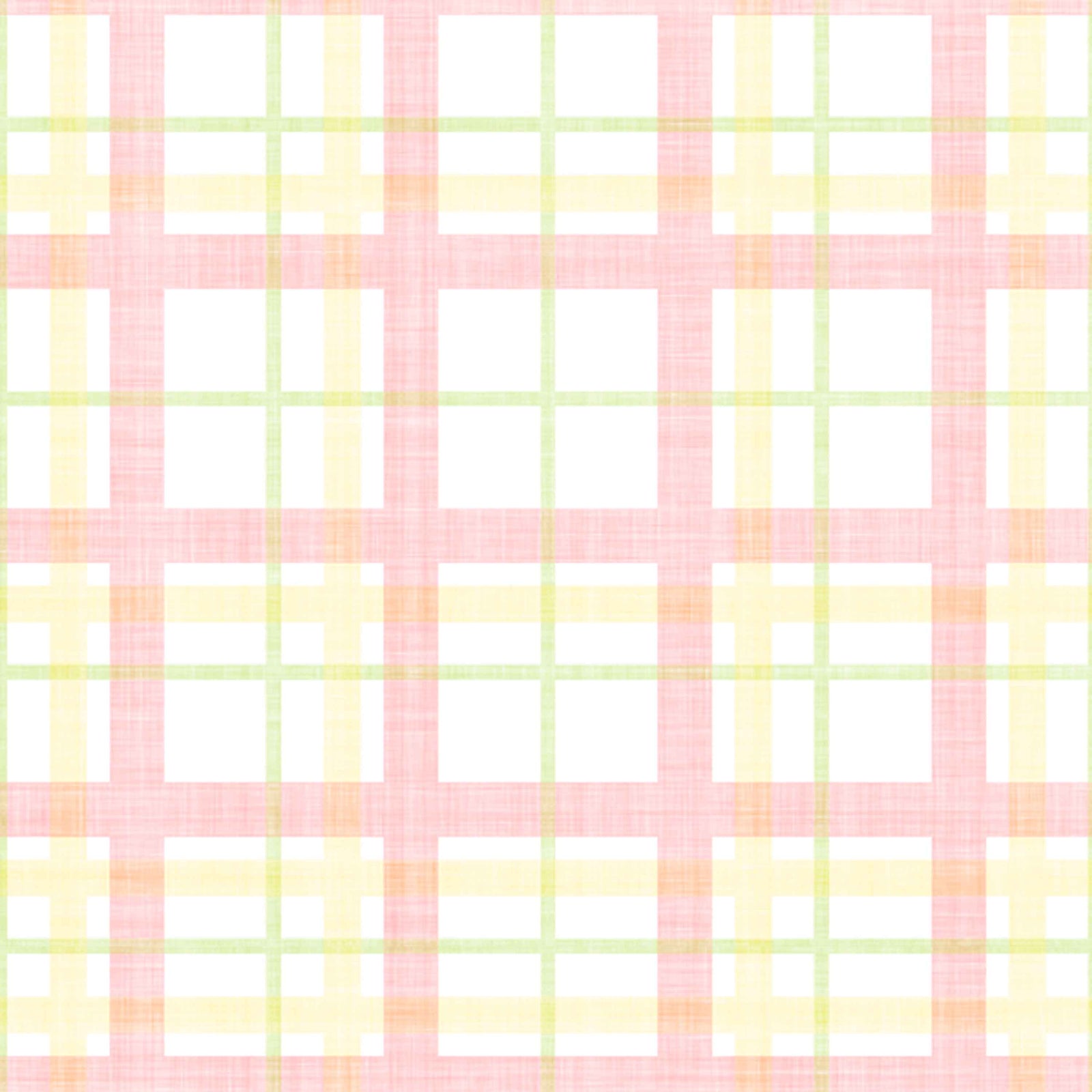 sunshine_Soft plaid pattern featuring layered grid lines in light green, yellow and pink tones, with a subtle woven texture and airy, translucent effect on a pale background.